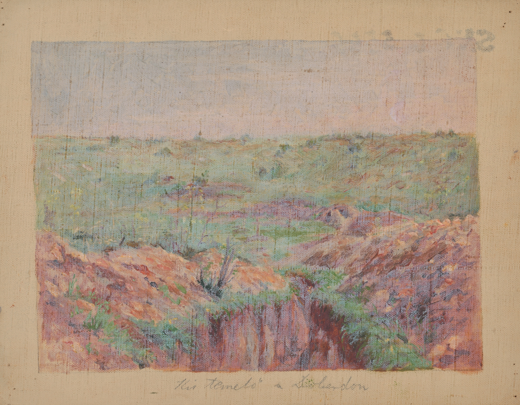 Expressionism landscape by Dezider Czölder, depicting light and silence in a war-torn setting.