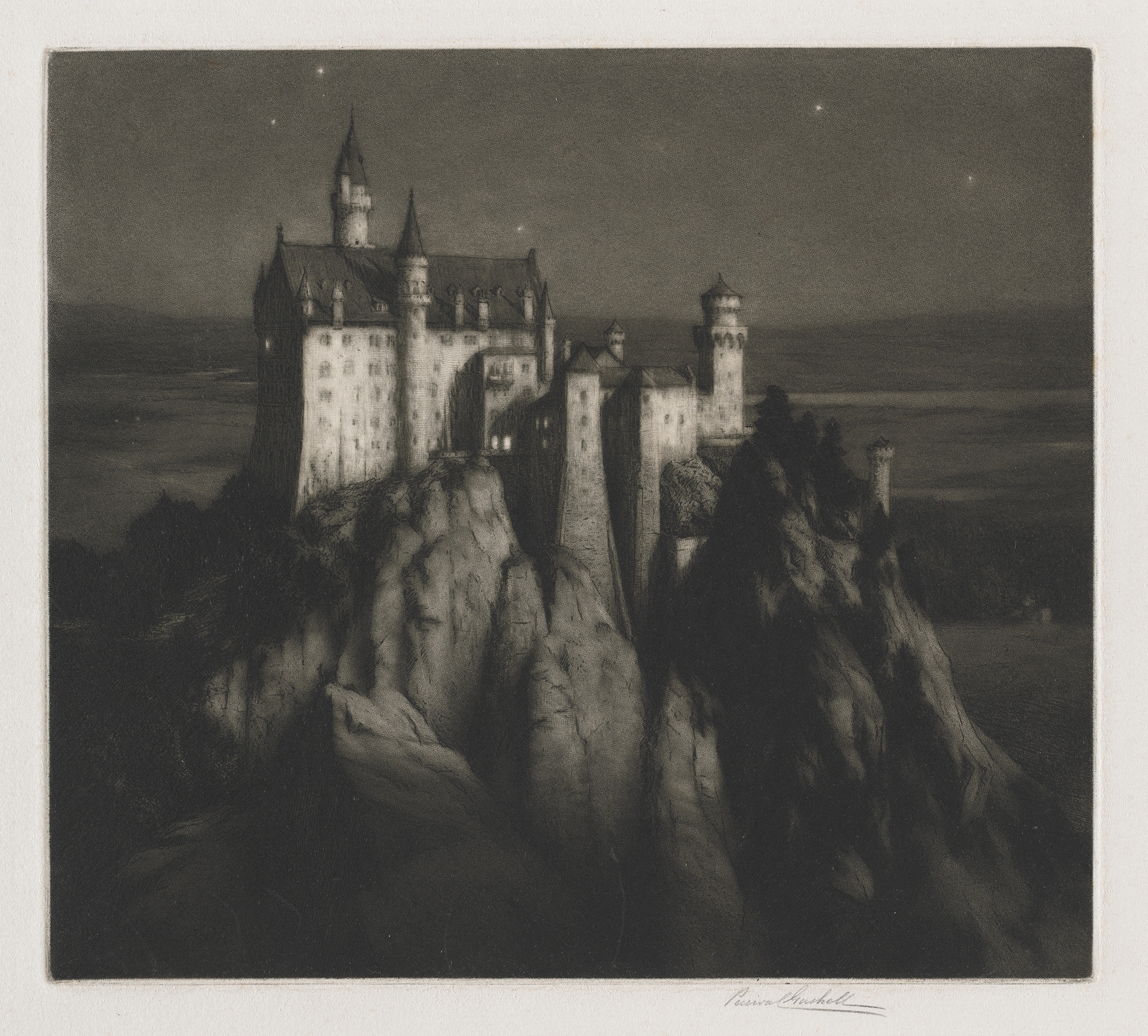 Castle Neuschwanstein, oil on canvas by George Percival Gaskell