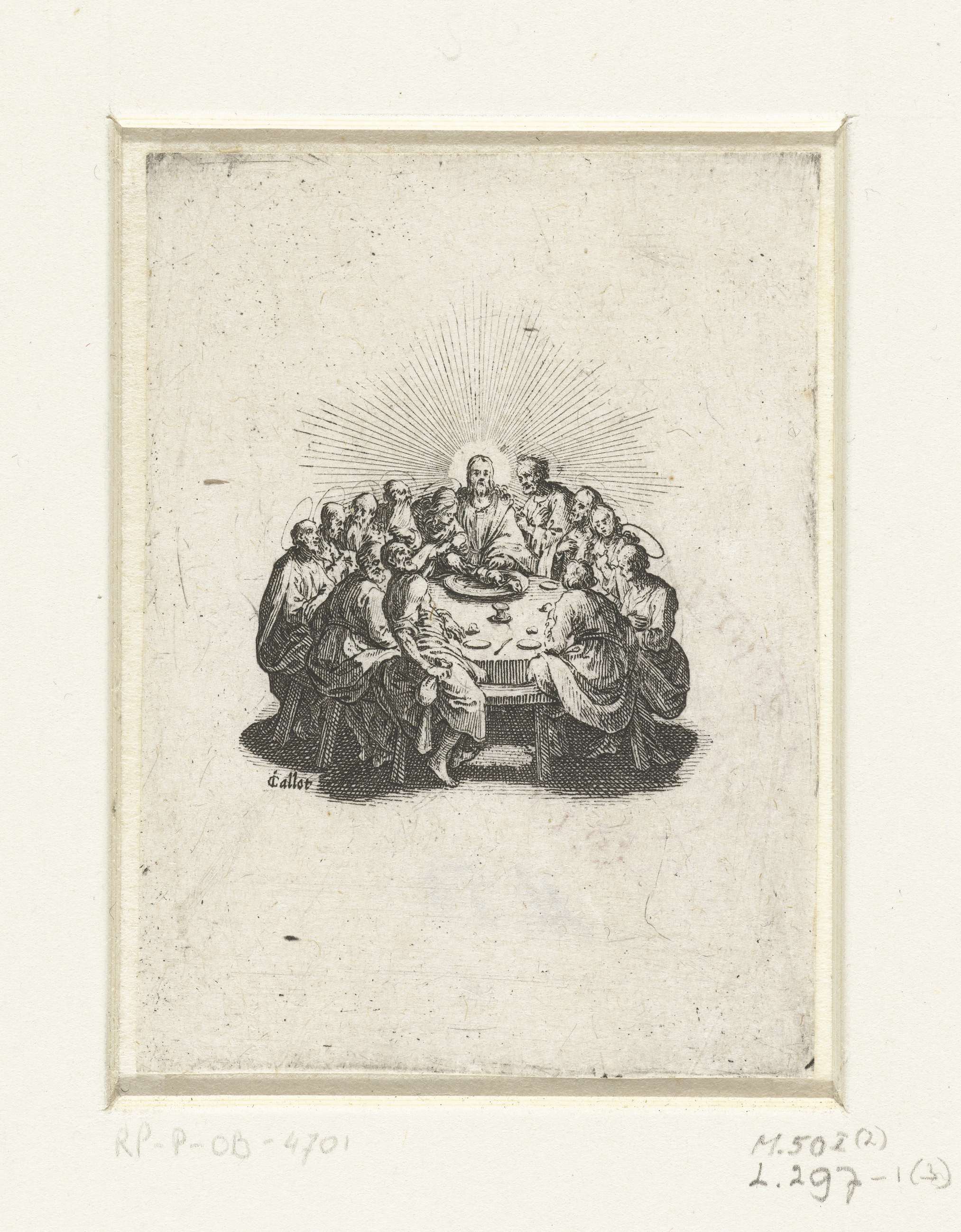 Religious etching by Jacques Callot depicting Christ and disciples in emotional tension.