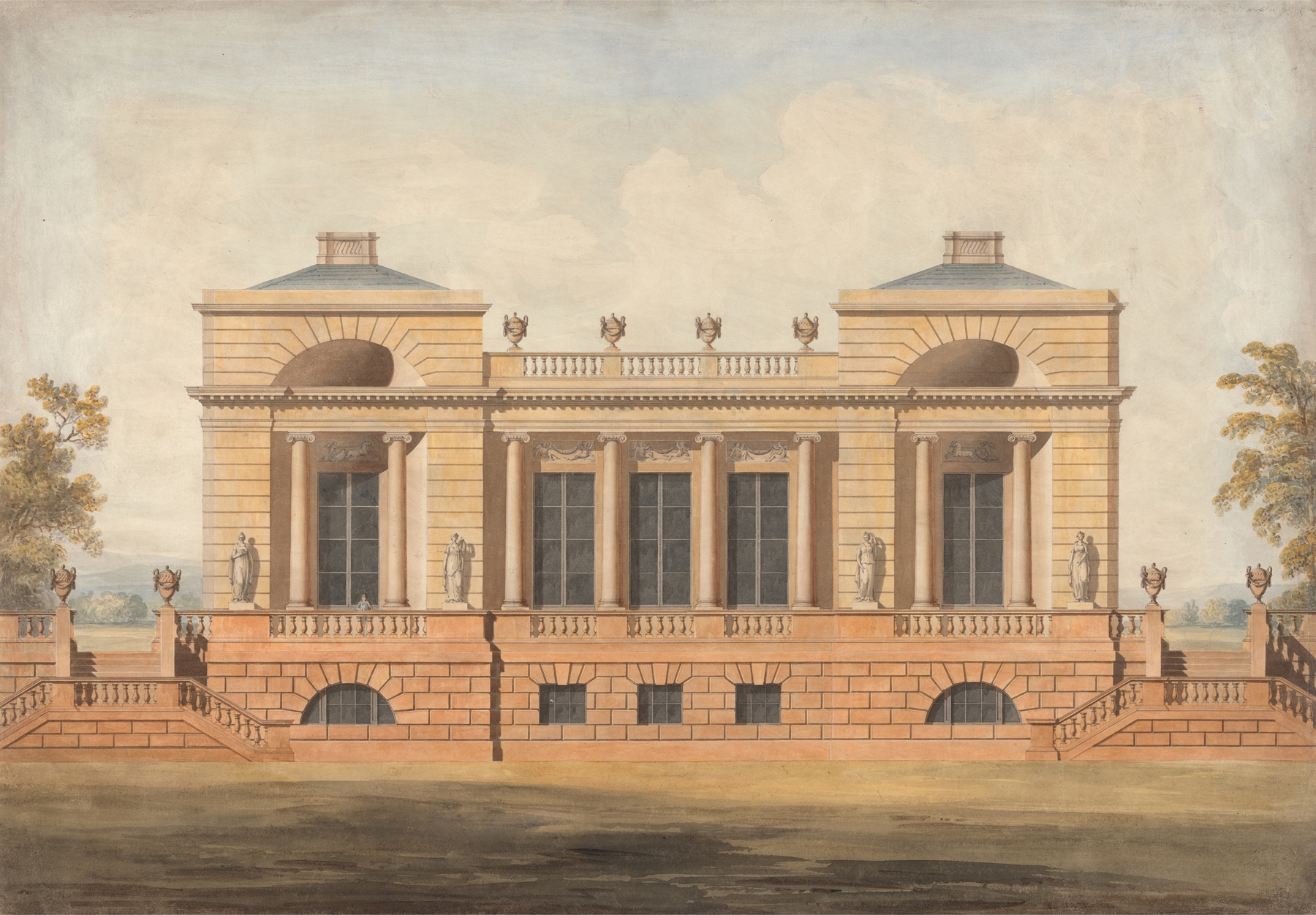 Design for an Unidentified Country House, by James Wyatt, public domain