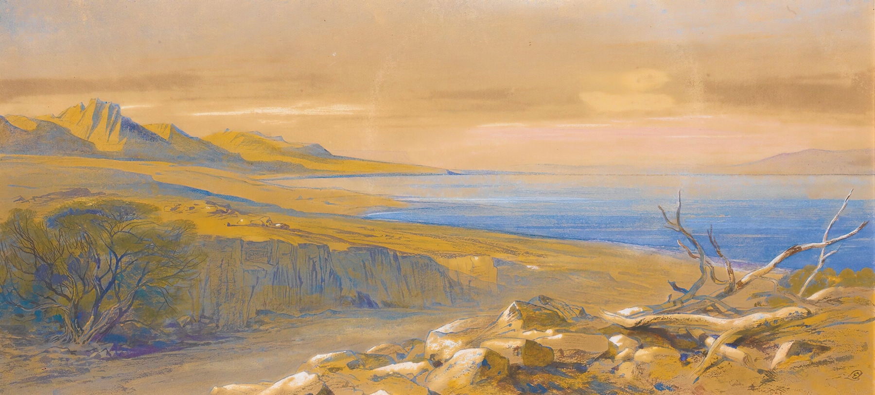The Dead Sea, Jordan, by Edward Lear, public domain