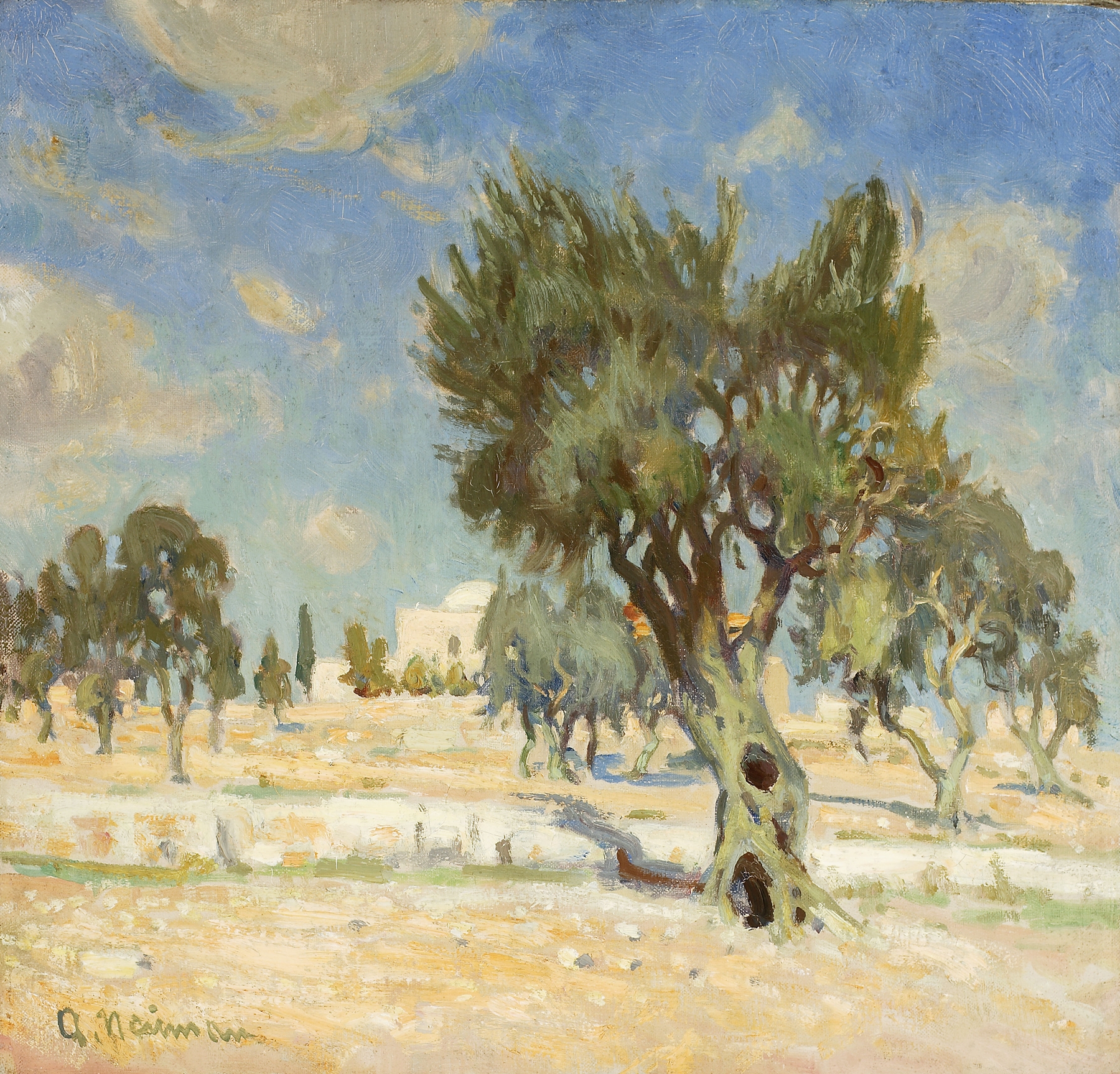 Olive trees near Jerusalem by Abraham Neuman, oil painting