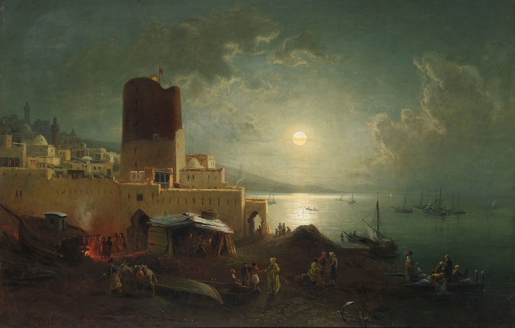 Der Jungfrauenturm in Baku, oil on canvas by Paul von Franken