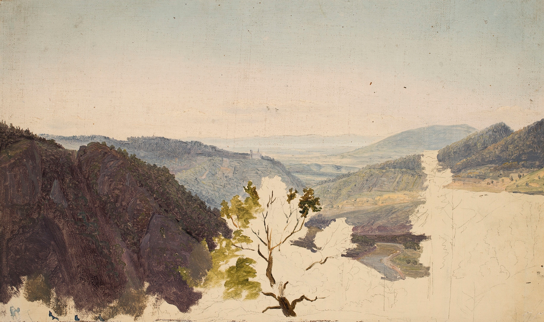 Mountain landscape sketch by Chrystian Breslauer, watercolor on paper