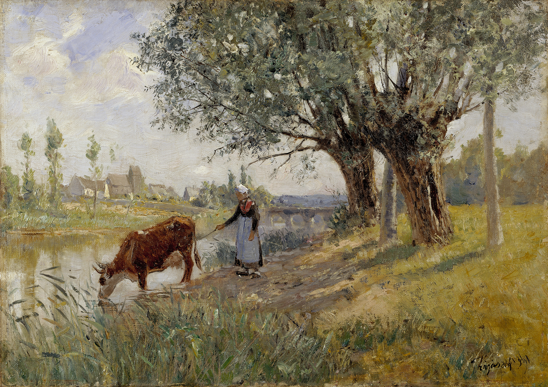Landscape of golden fields by Carl Trägårdh, 1889, Impressionism