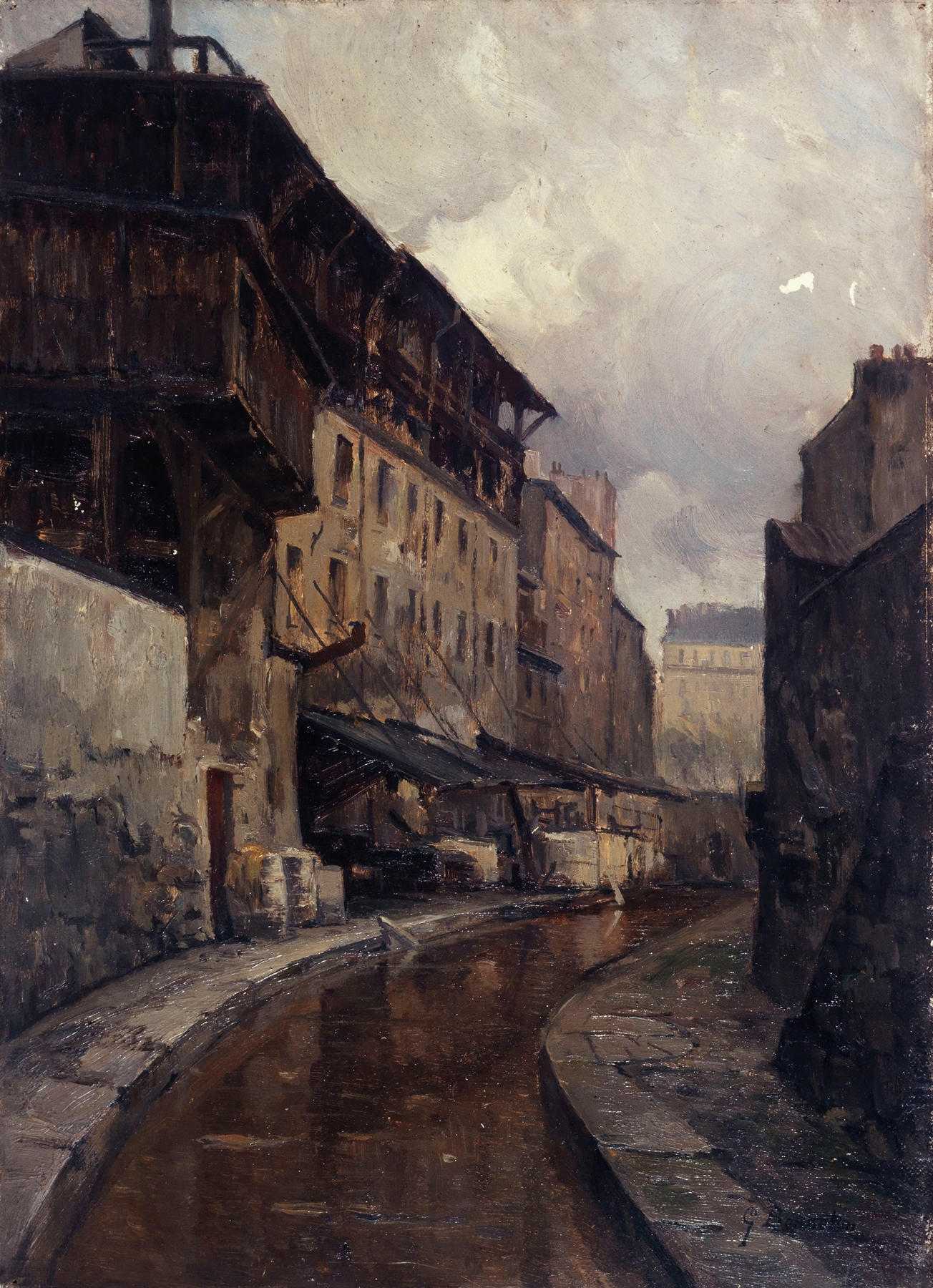Landscape of La Bièvre river, oil on canvas by Germain Eugène Bonneton