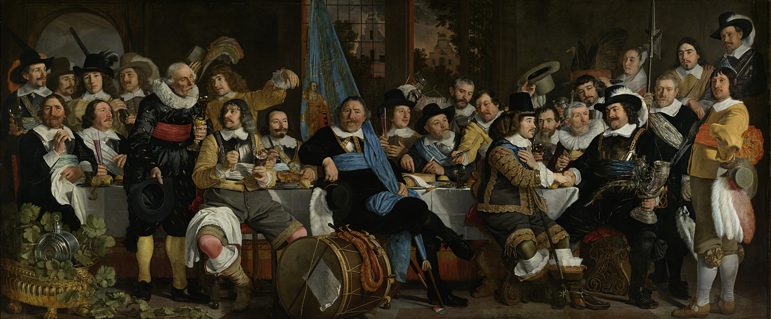 Historical banquet scene celebrating the Treaty of Münster, oil painting by Bartholomeus van der Helst