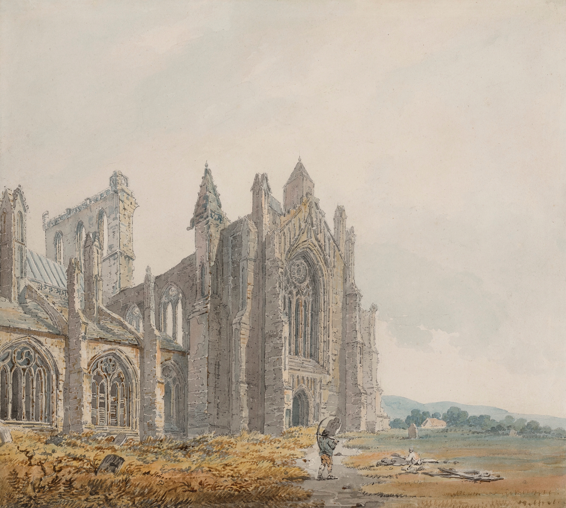 Melrose Abbey, Scotland, by Thomas Girtin, public domain