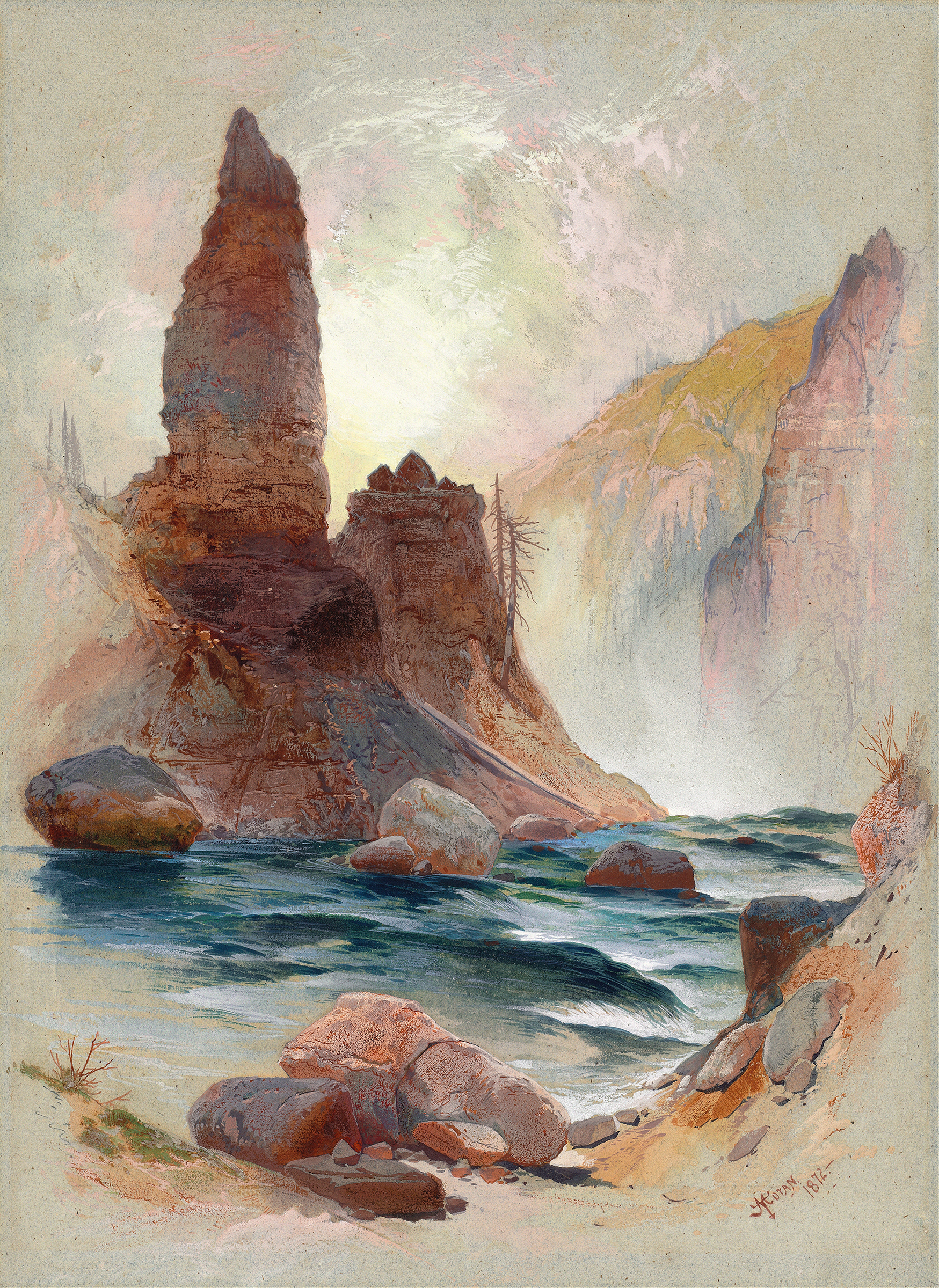 Tower at Tower Falls, Yellowstone, by Thomas Moran, public domain