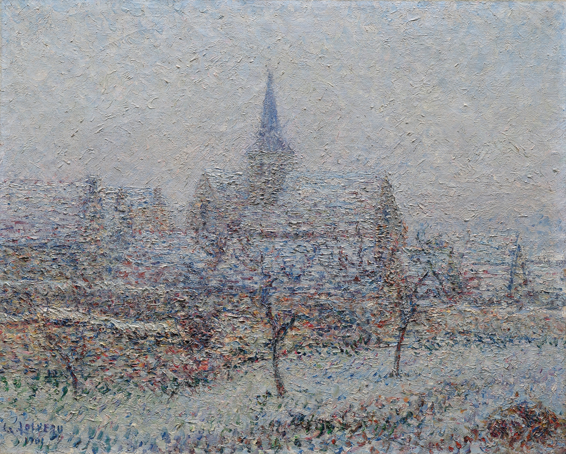 L’église de Bennecourt, Effet de neige, by Gustave Loiseau, public domain