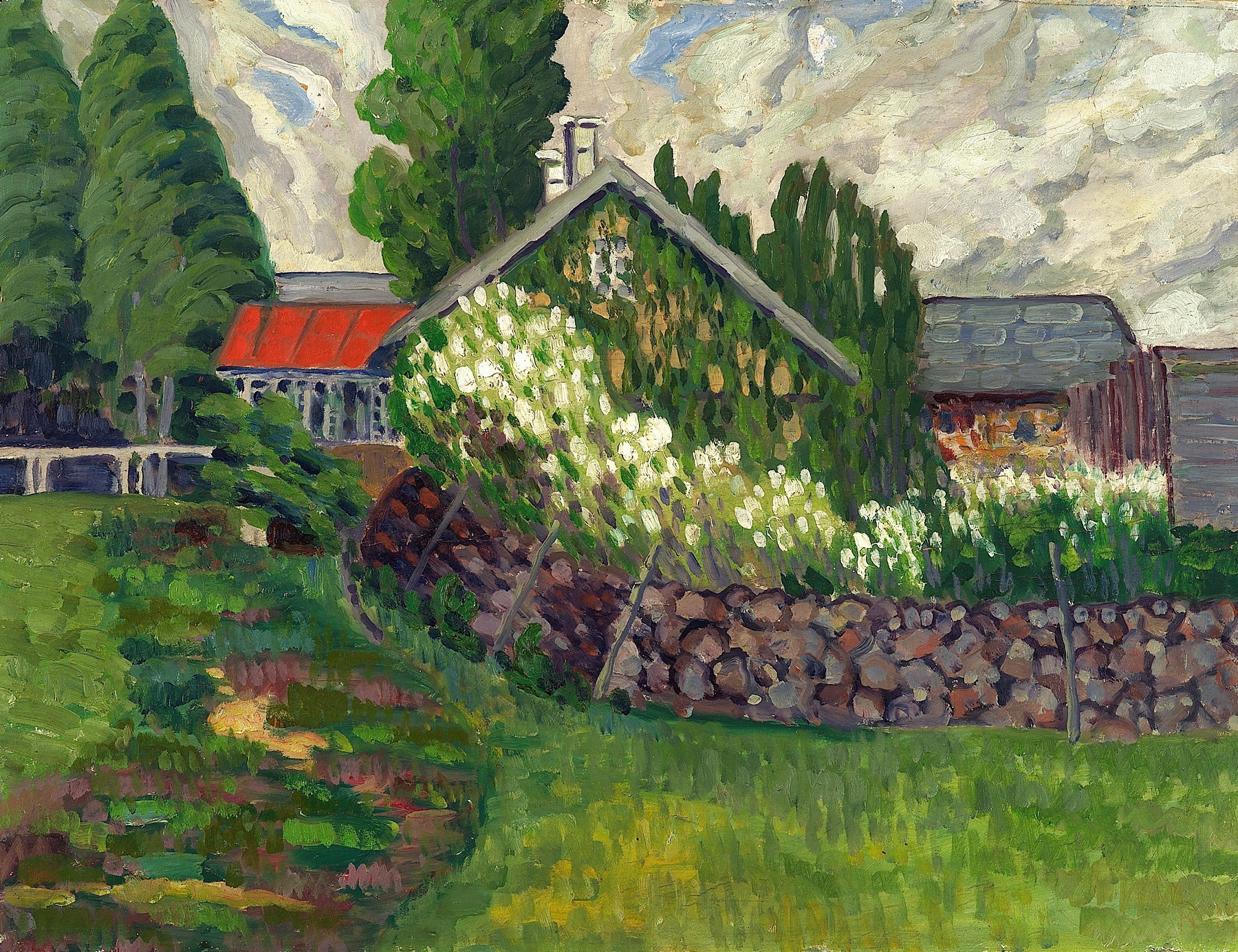 Talumaastik by Konrad Mägi, an oil painting depicting a landscape with trees and light.