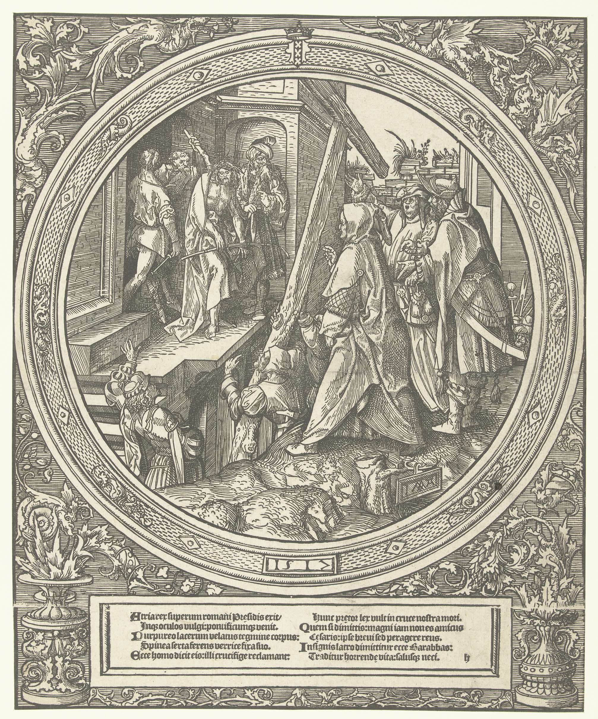 Ecce Homo by Jacob Cornelisz van Oostsanen, paper medium depicting Christ surrounded by a crowd