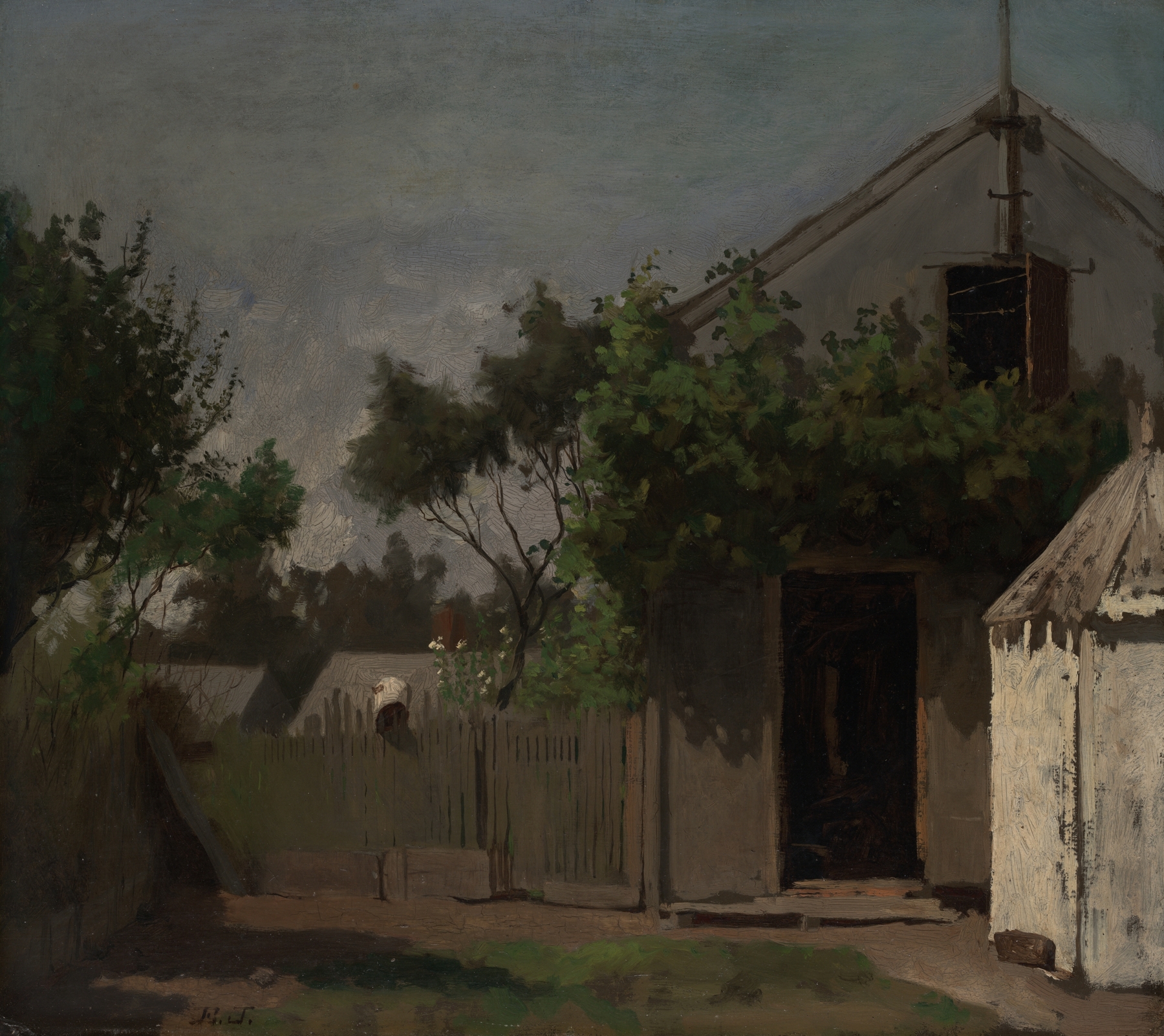 The Back Fence, by Eastman Johnson, public domain