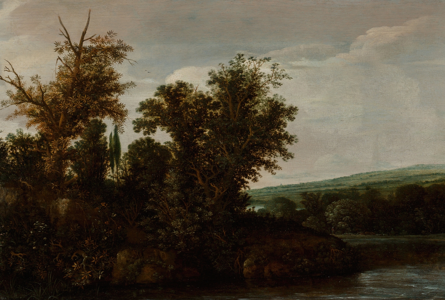 A wooded river landscape with a horseman, circa, by Hendrik Cornelisz. Vroom, public domain