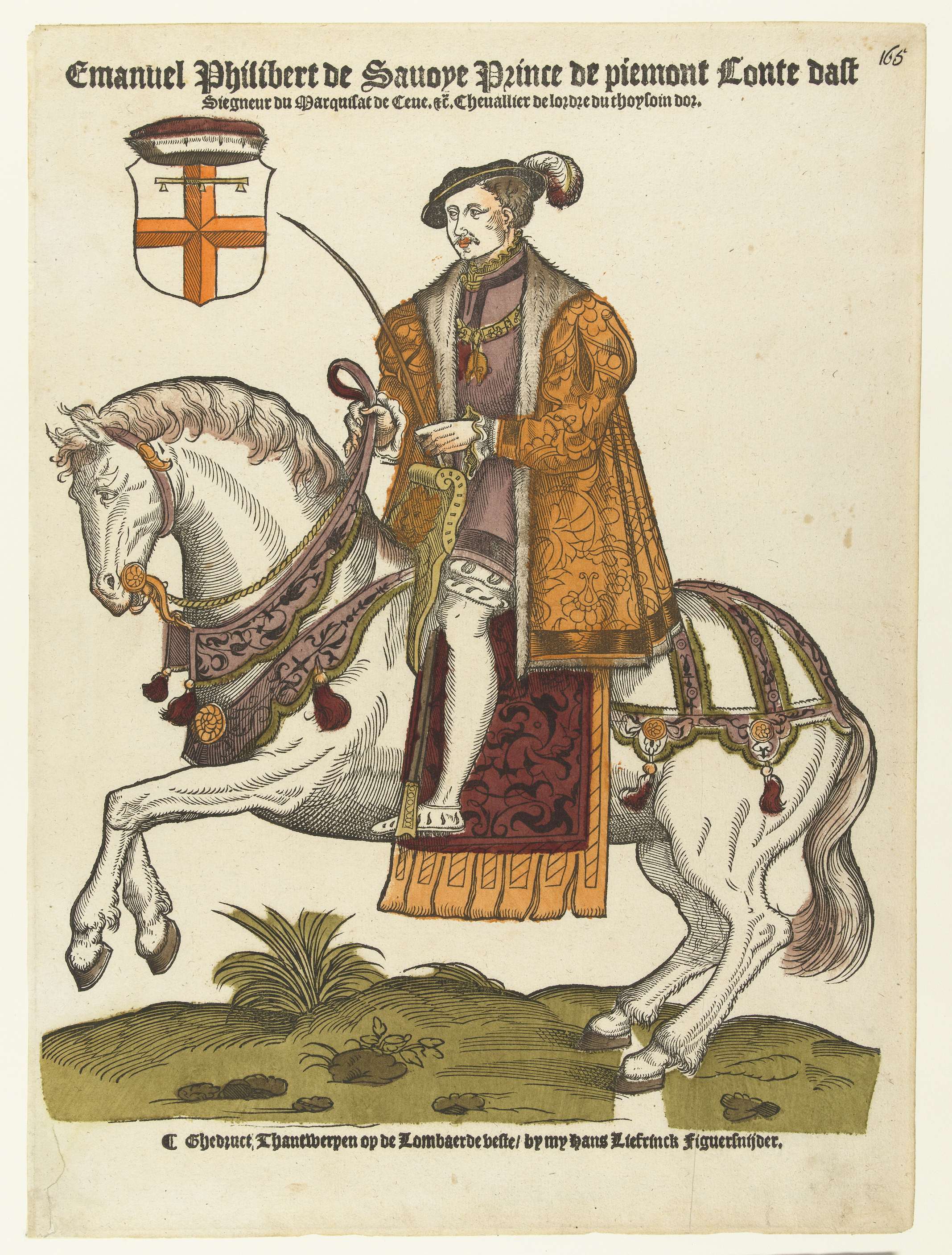 Portret van Emanuel Philibert van Savoye te paard, by Hans Liefrinck (I), public domain