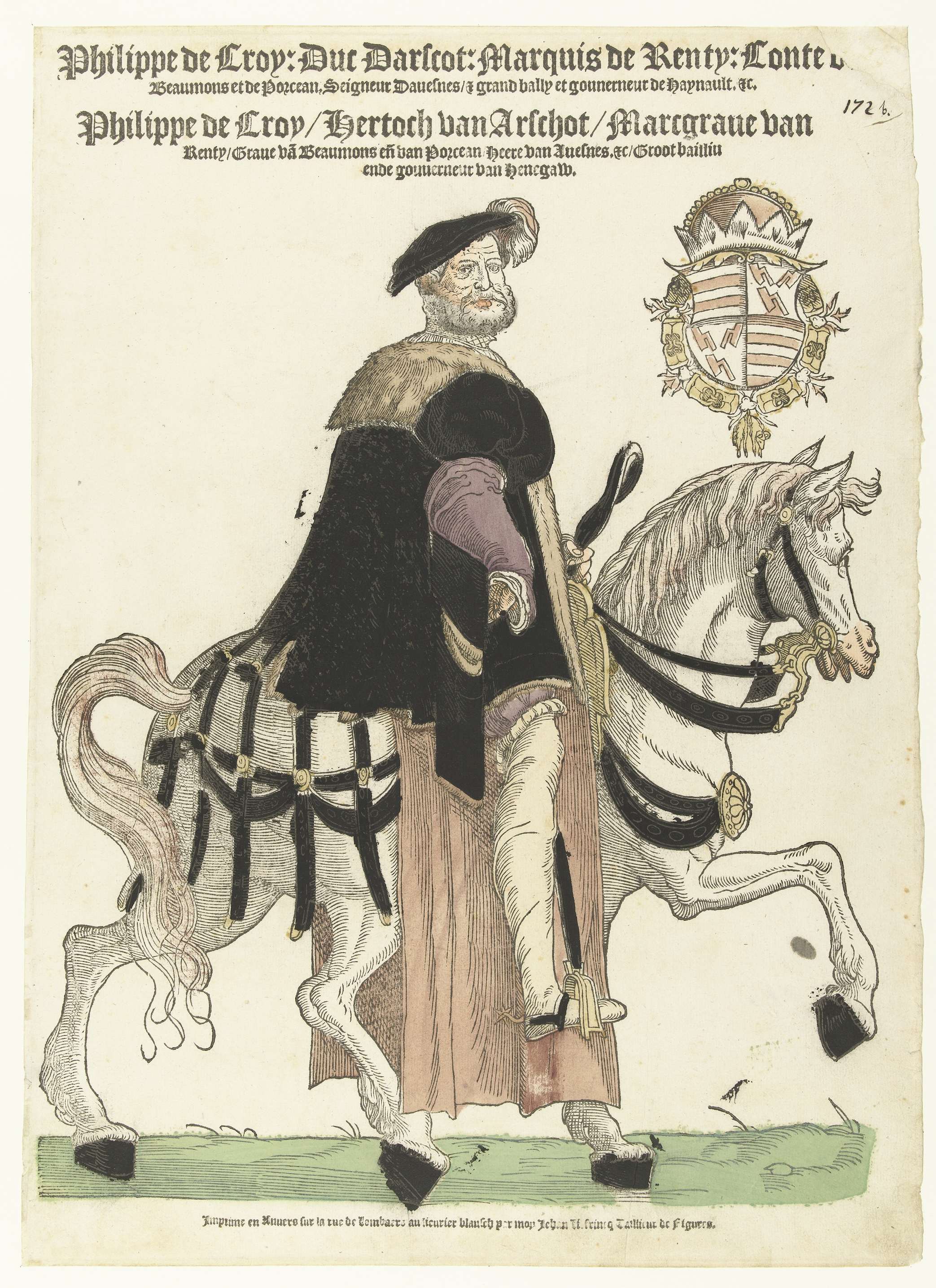 Portret van Filips de Croy te paard, by Hans Liefrinck (I), public domain