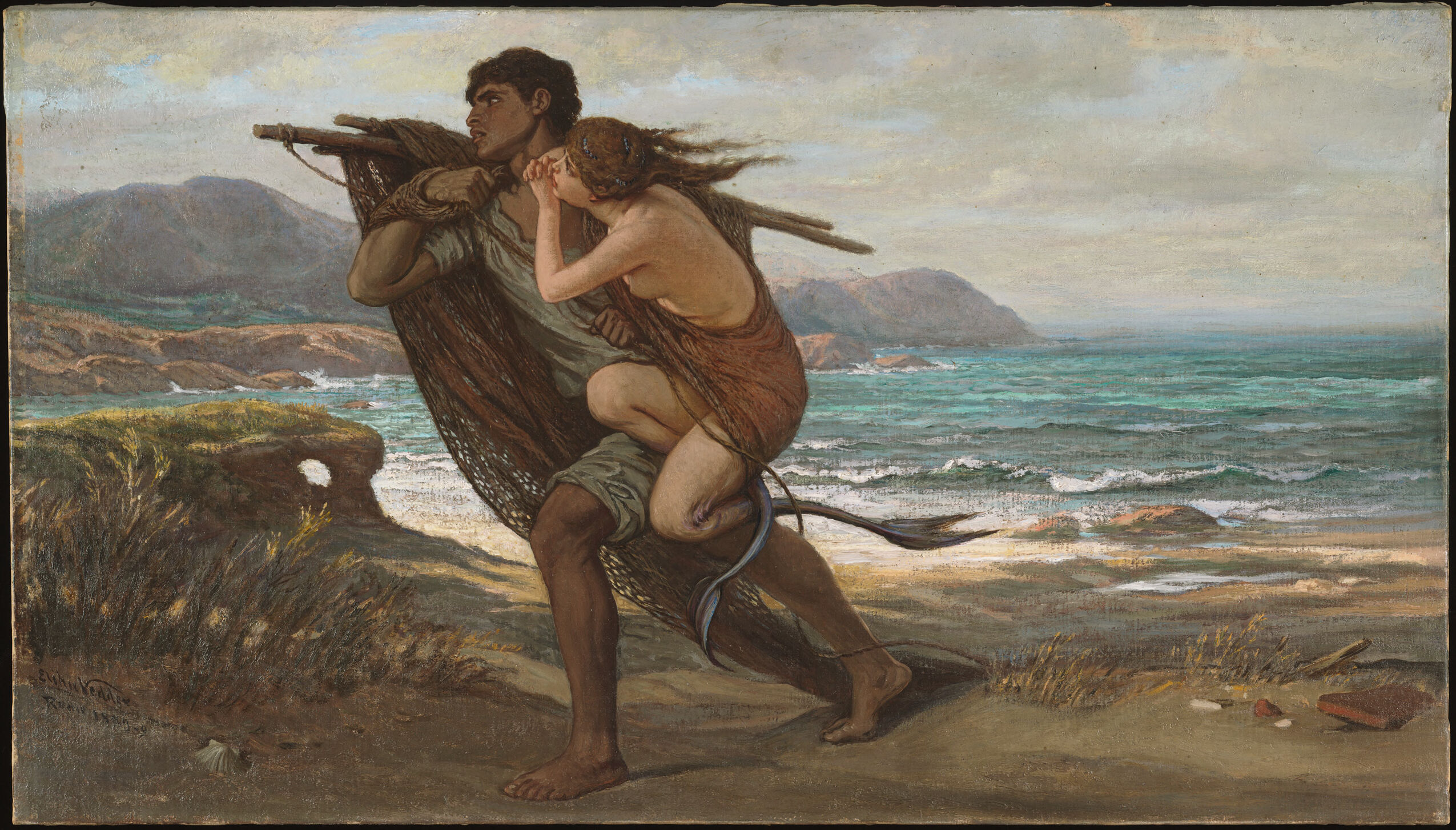Fisherman and Mermaid, by Elihu Vedder, public domain