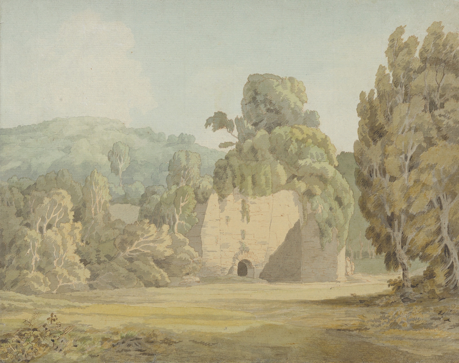 An Ivy Covered Ruin by Francis Towne, depicting ivy on stone, oil painting