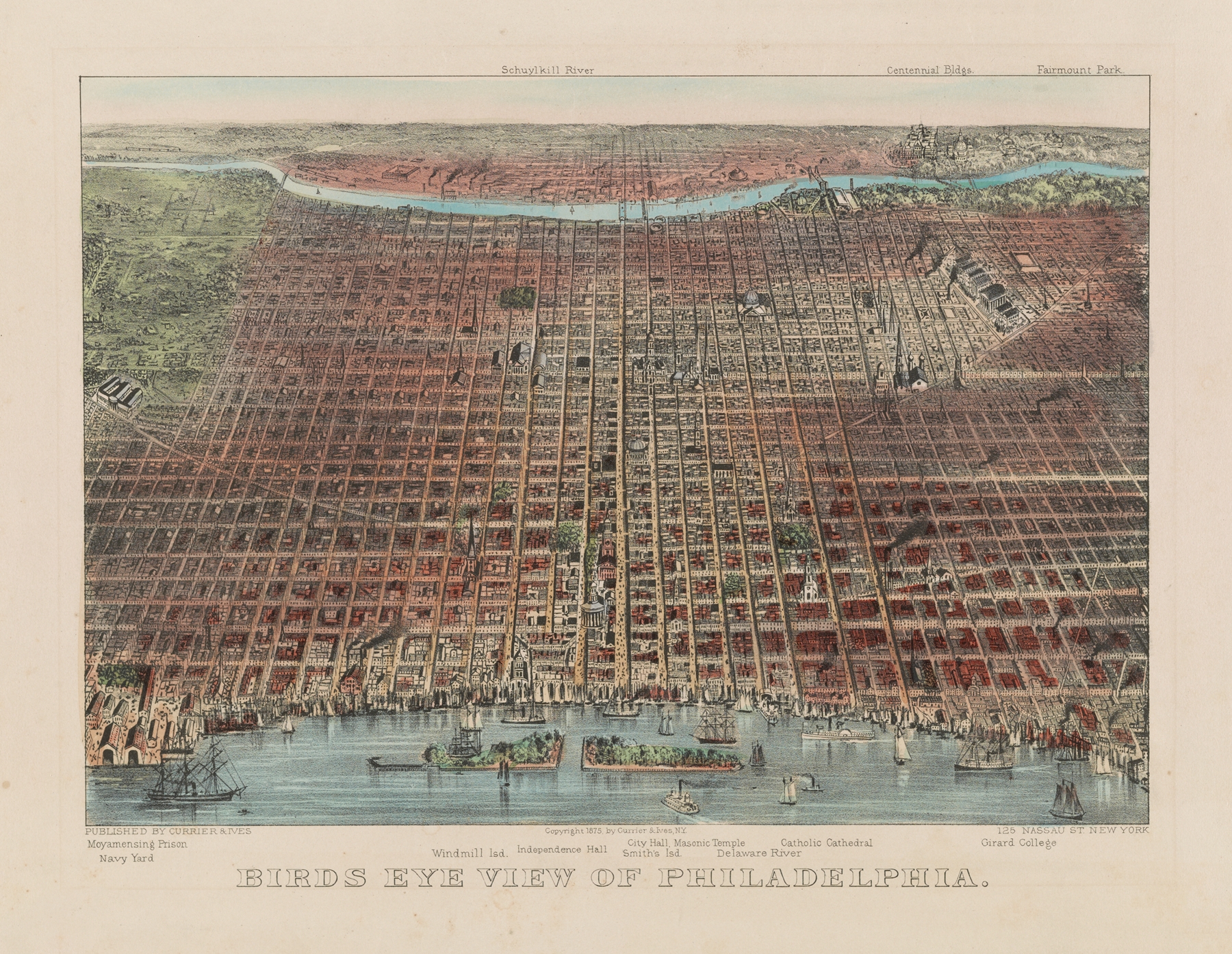 Birds eye view of Philadelphia, by Currier & Ives., public domain