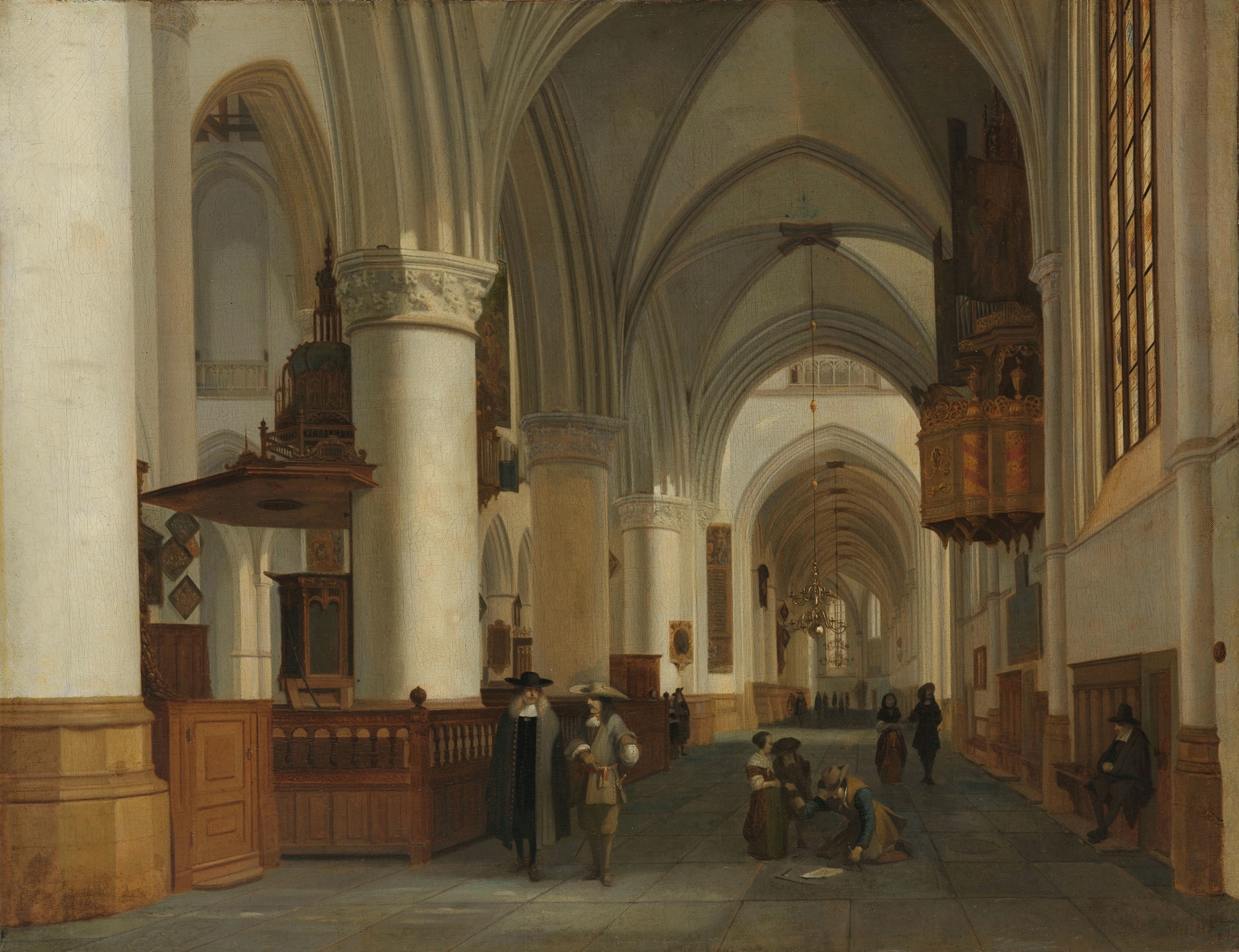 Interior of the Church of St Bavo in Haarlem, oil on canvas by Job Adriaensz Berckheyde