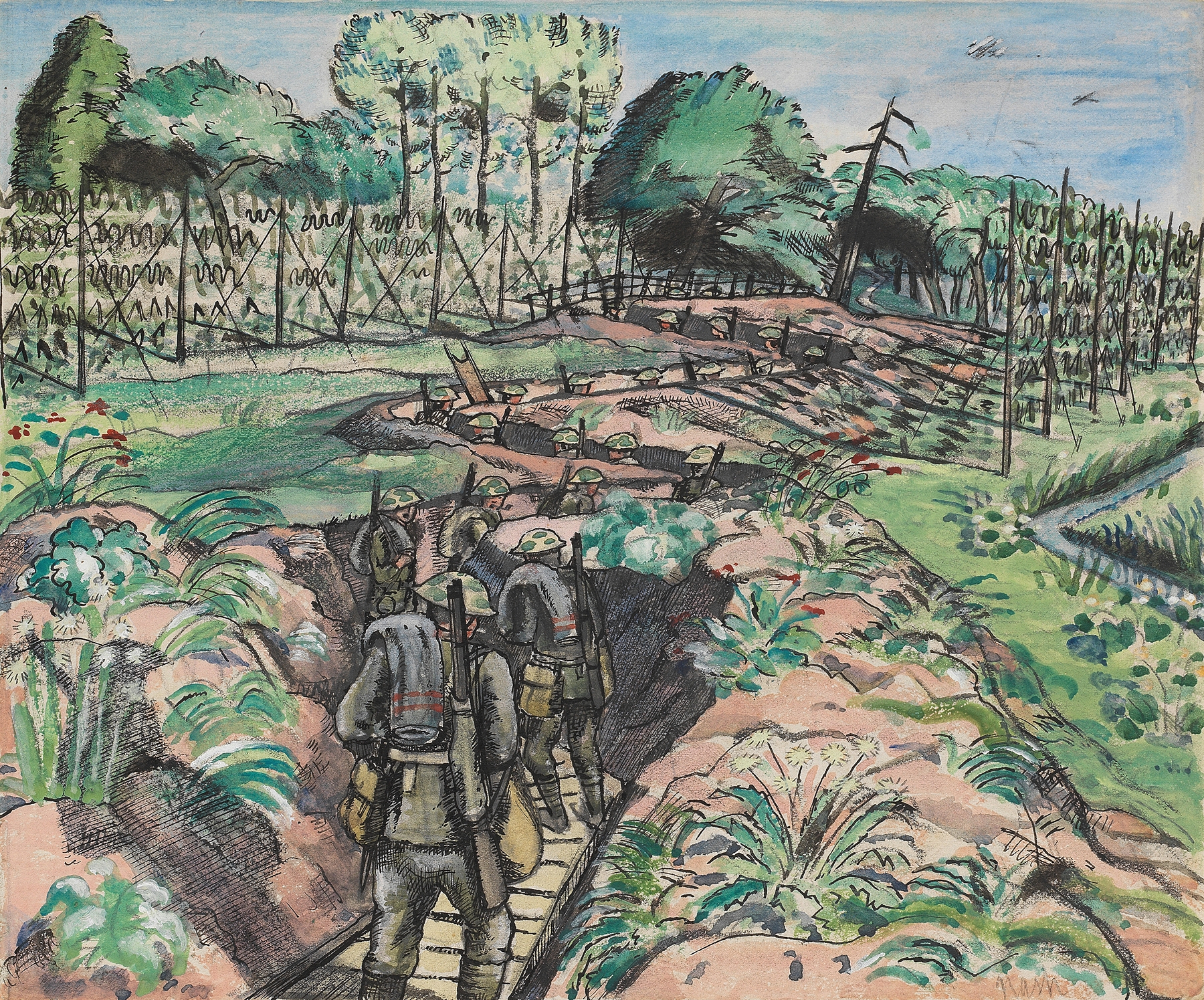 Leaving the Trenches, by Paul Nash, public domain