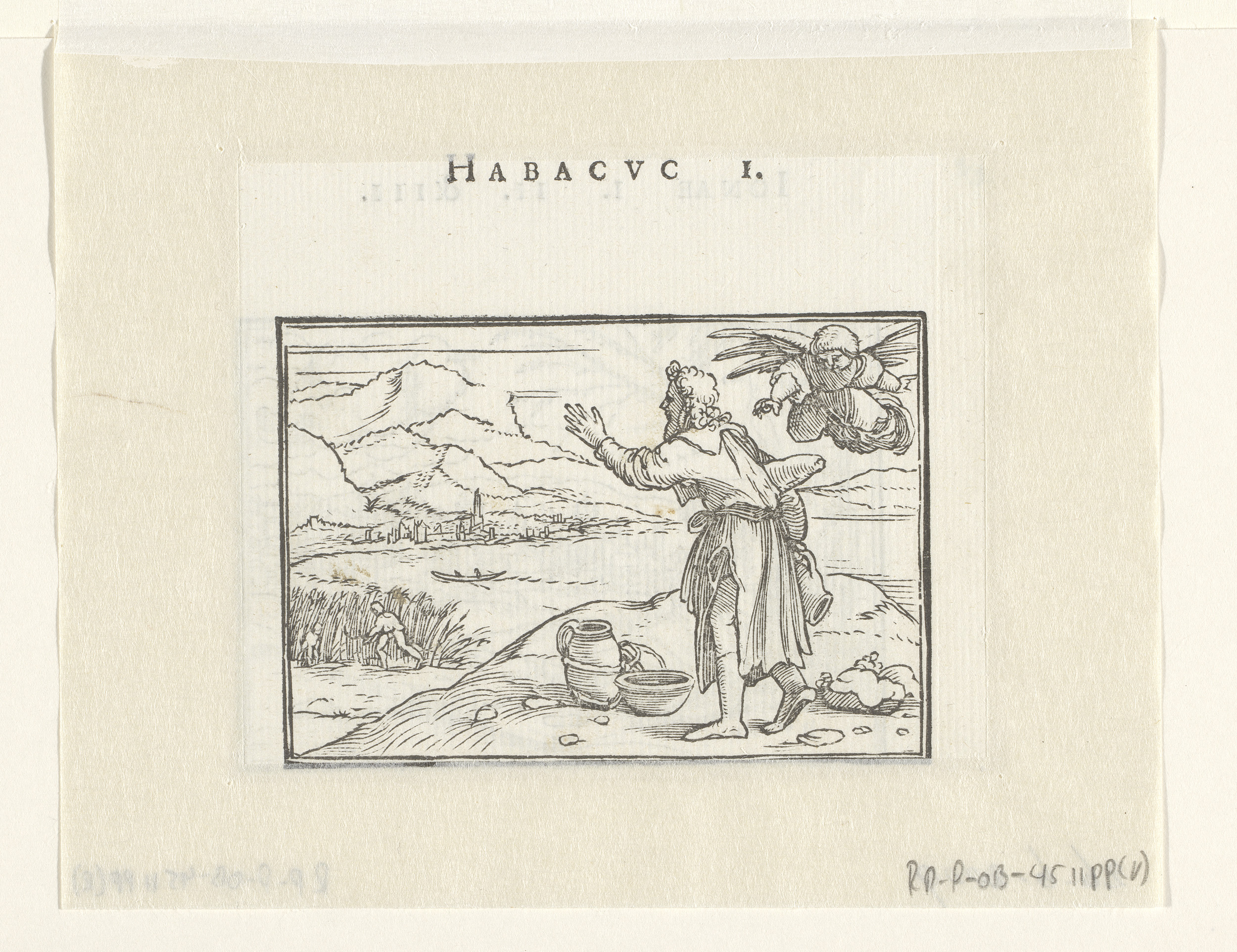 Habakuk brings food for the harvesters, paper by Hans Holbein (II)