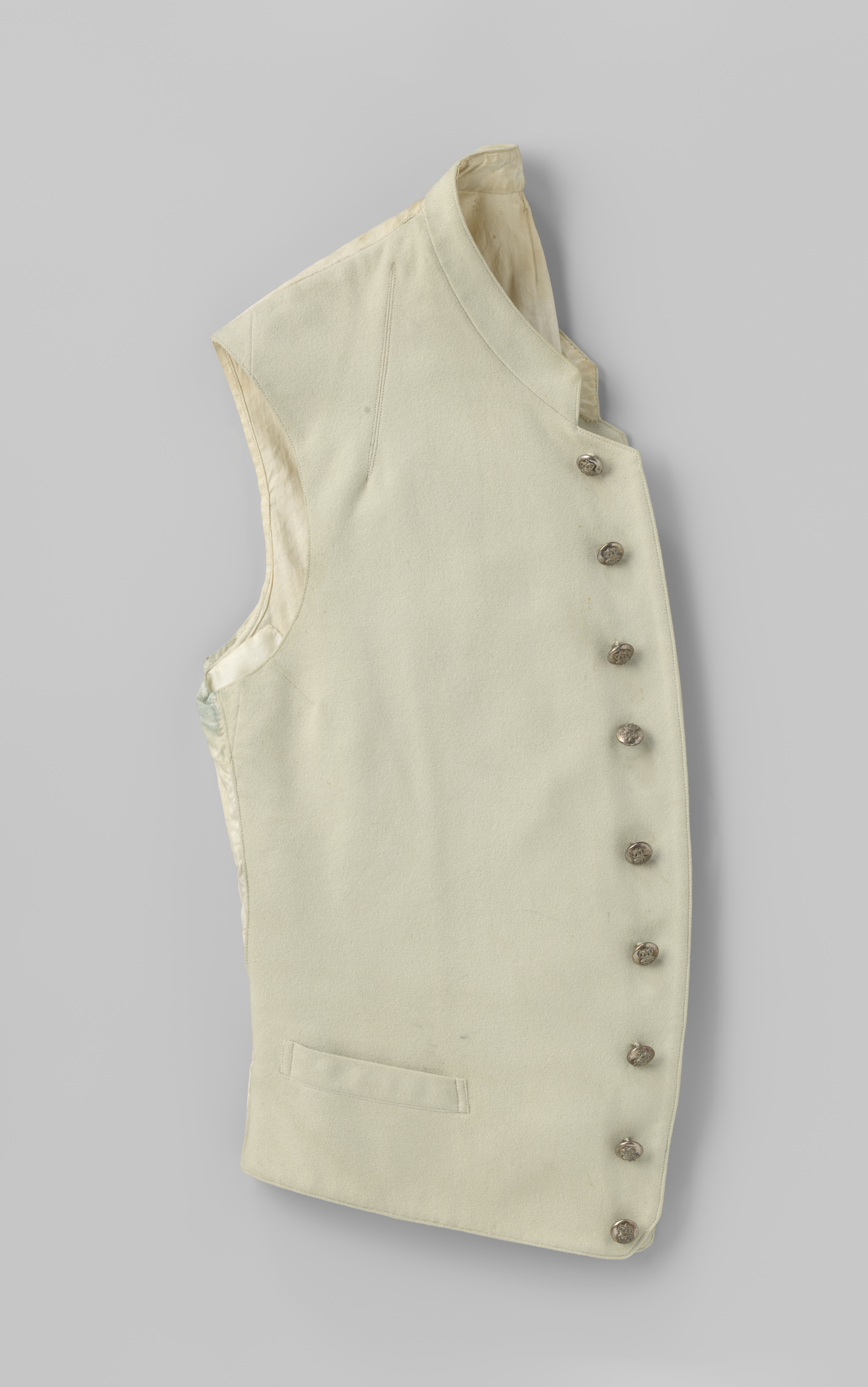 Vest made of light blue linen by Unknown Artist, showcasing delicate fabric textures.