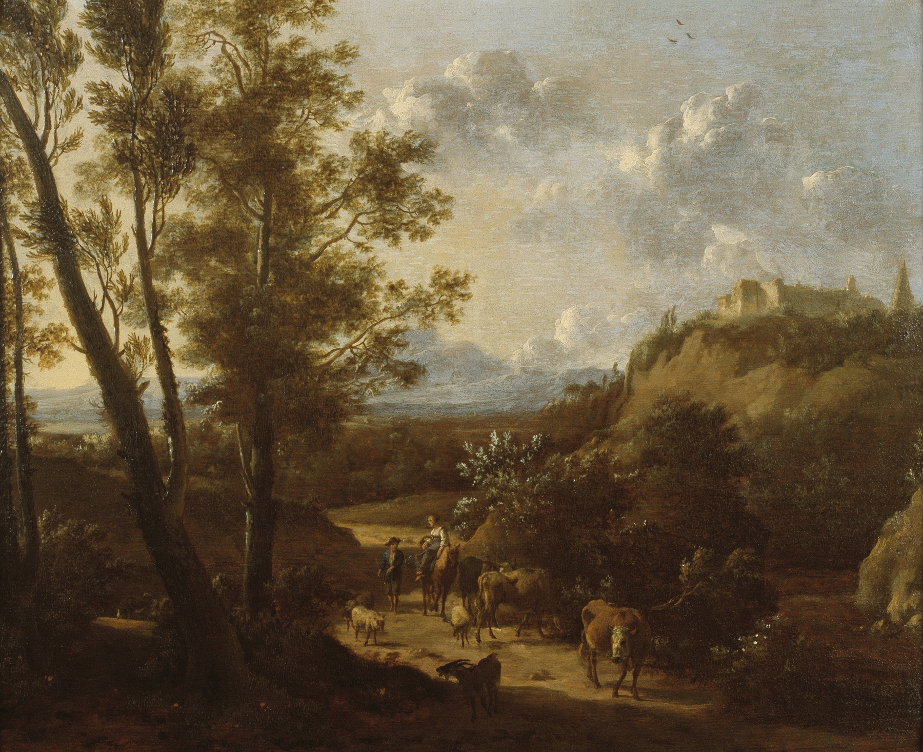 Landschap met veehoeders, by Frederik de Moucheron, public domain