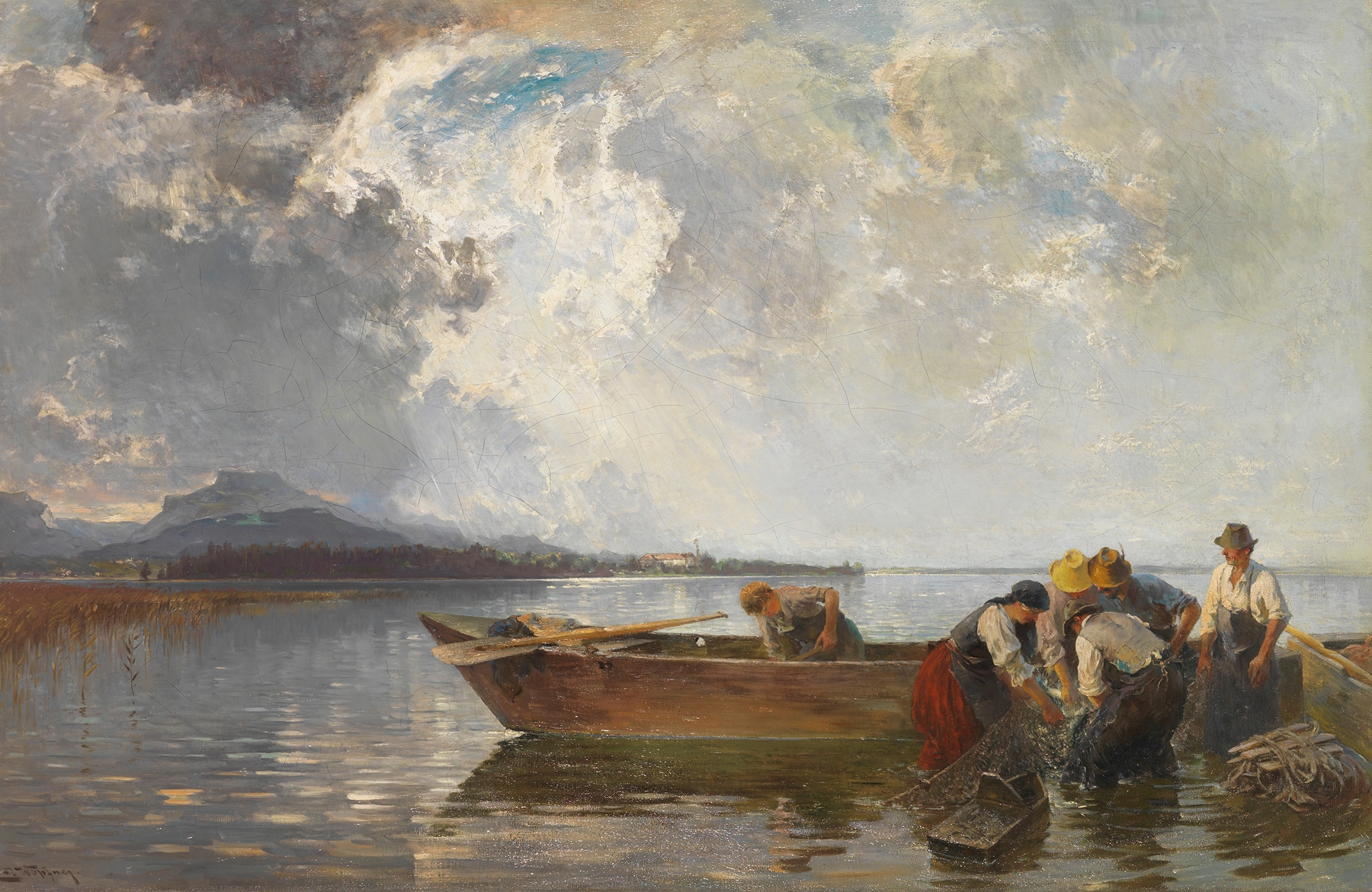 Fischerzug am Chiemsee, by Joseph Wopfner, public domain