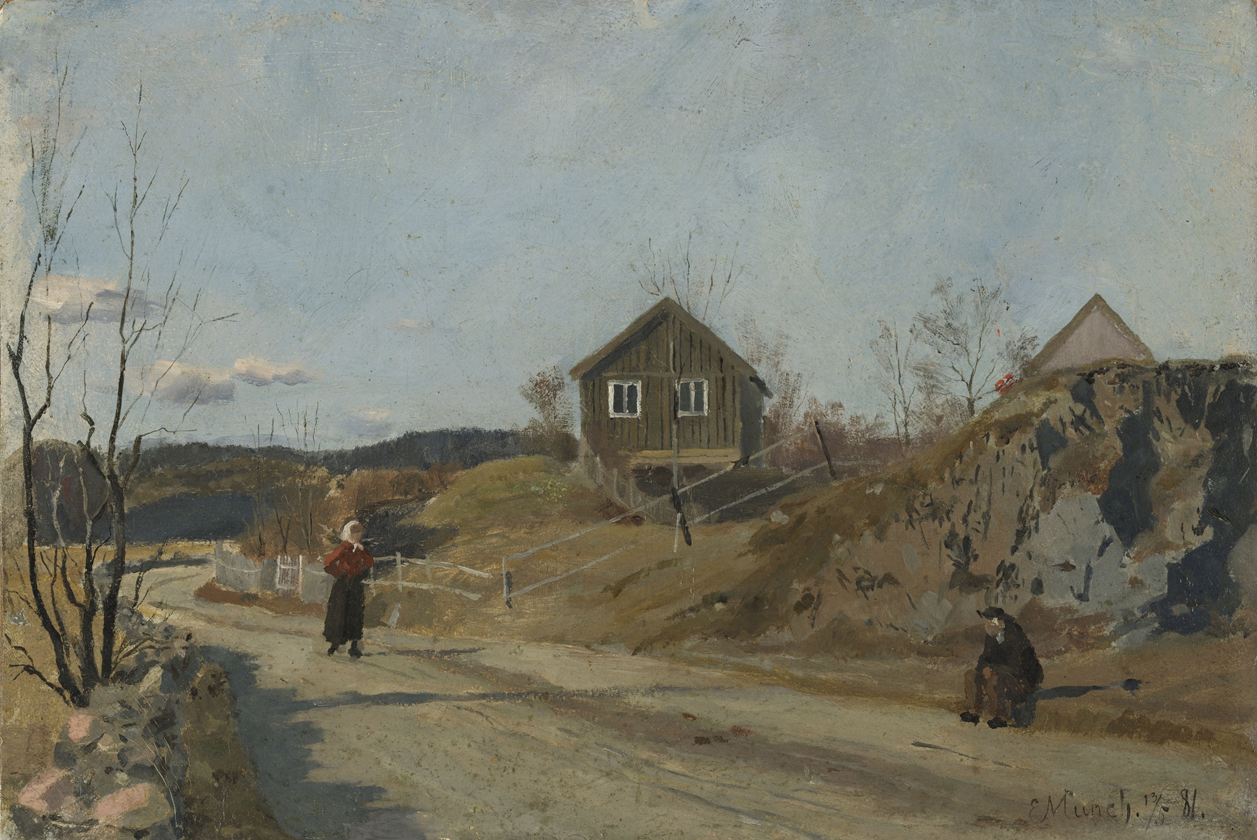 Landscape with muted twilight sky, oil on canvas by Edvard Munch