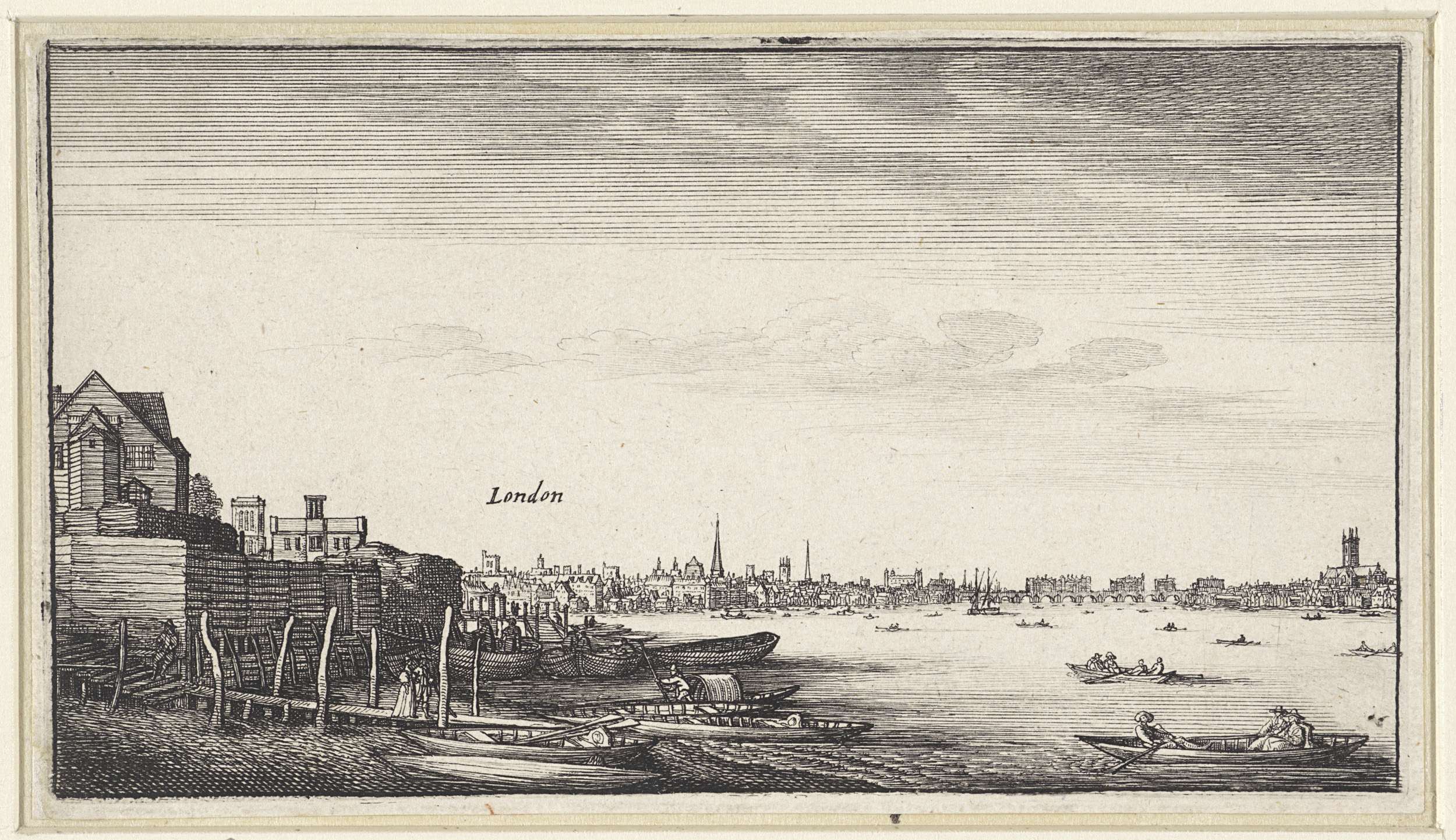Etching by Wenceslaus Hollar depicting the River Thames and London skyline