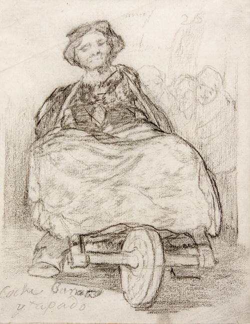 A scene depicting a covered coach, showcasing Goya's unique style.