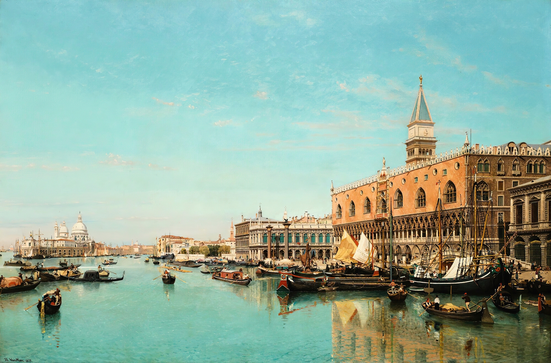 The Doge’s Palace and the Piazza San Marco, oil on canvas by Jean-Baptiste van Moer