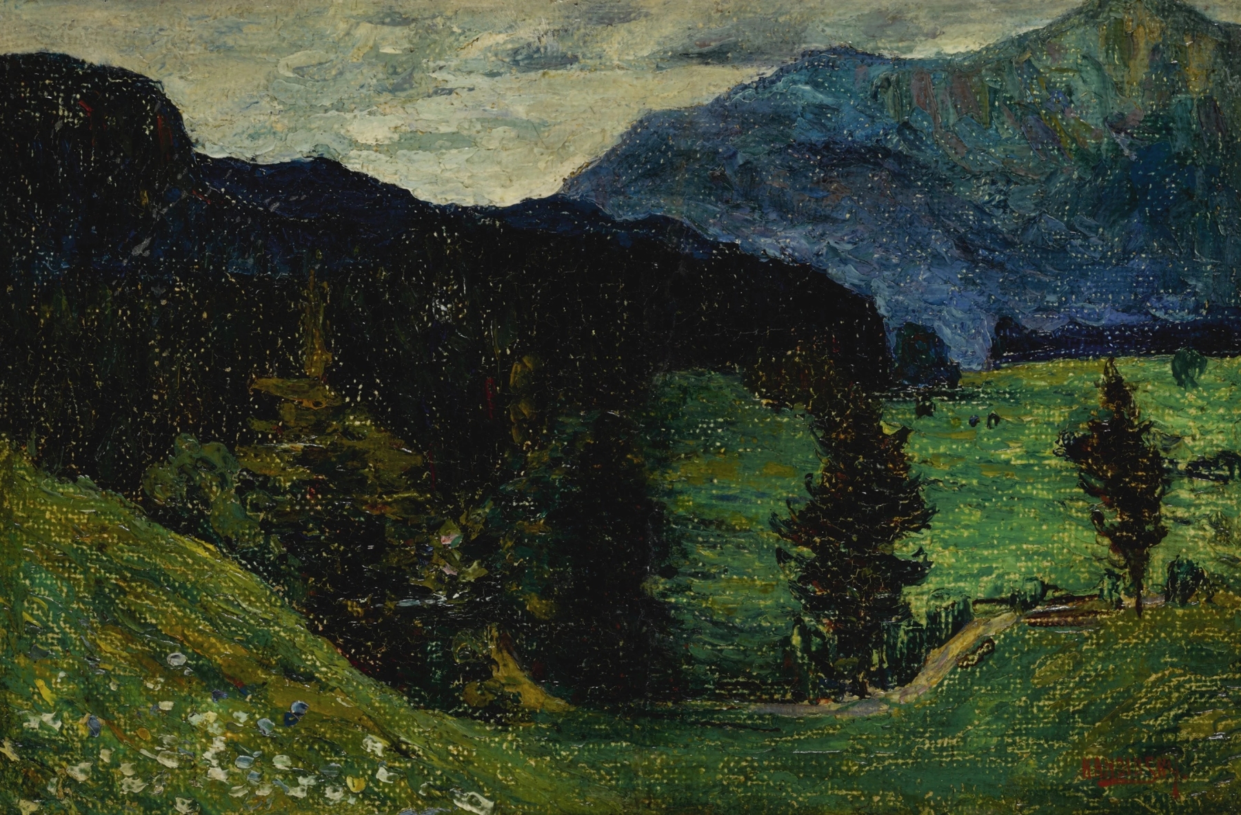 Kochel—Mountains with Firs, by Wassily Kandinsky, public domain