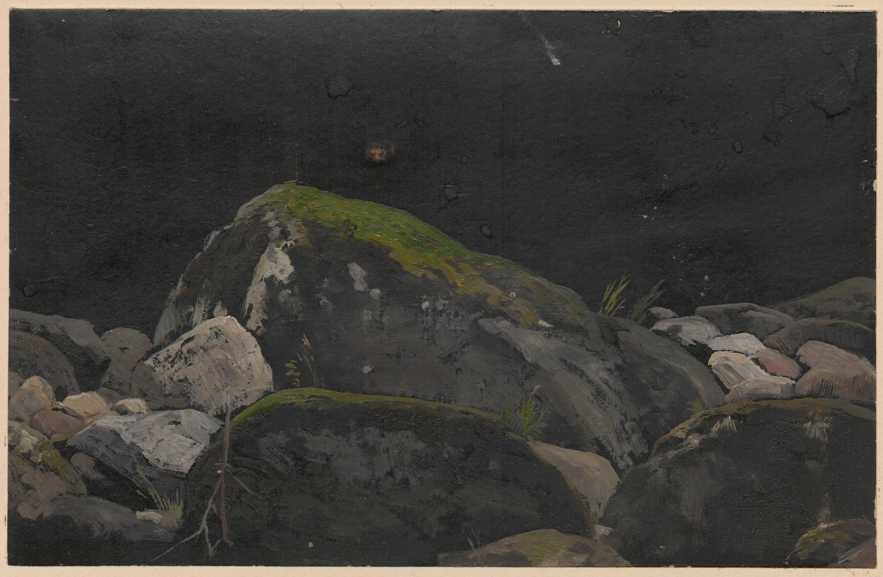 Rocks overgrown with moss, by Adolf Dressler, public domain