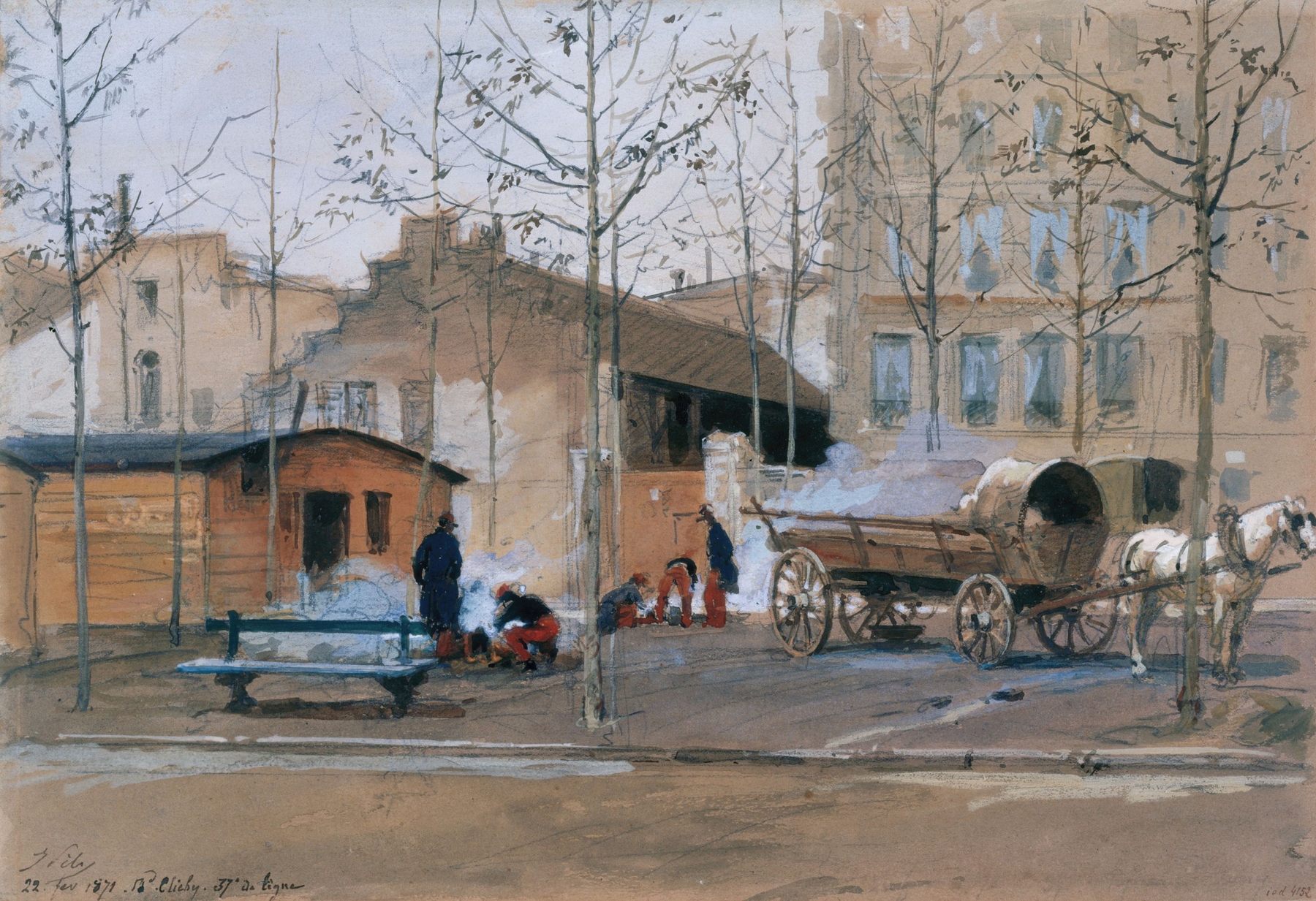 Soldats du 37e de Ligne boulevard de Clichy by Isidore Pils, oil on canvas depicting soldiers in uniform.