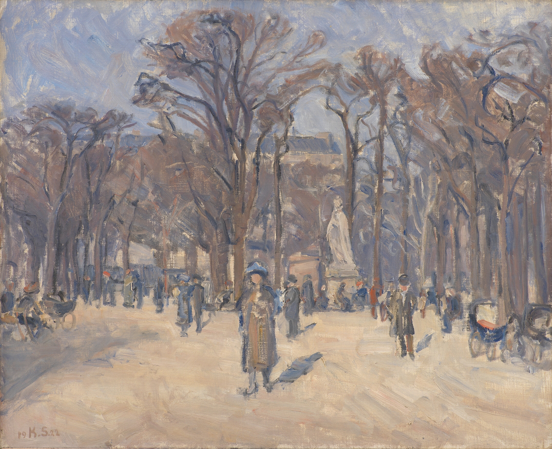 March Day in Le Jardin du Luxembourg, Paris, oil on canvas by Karl Schou