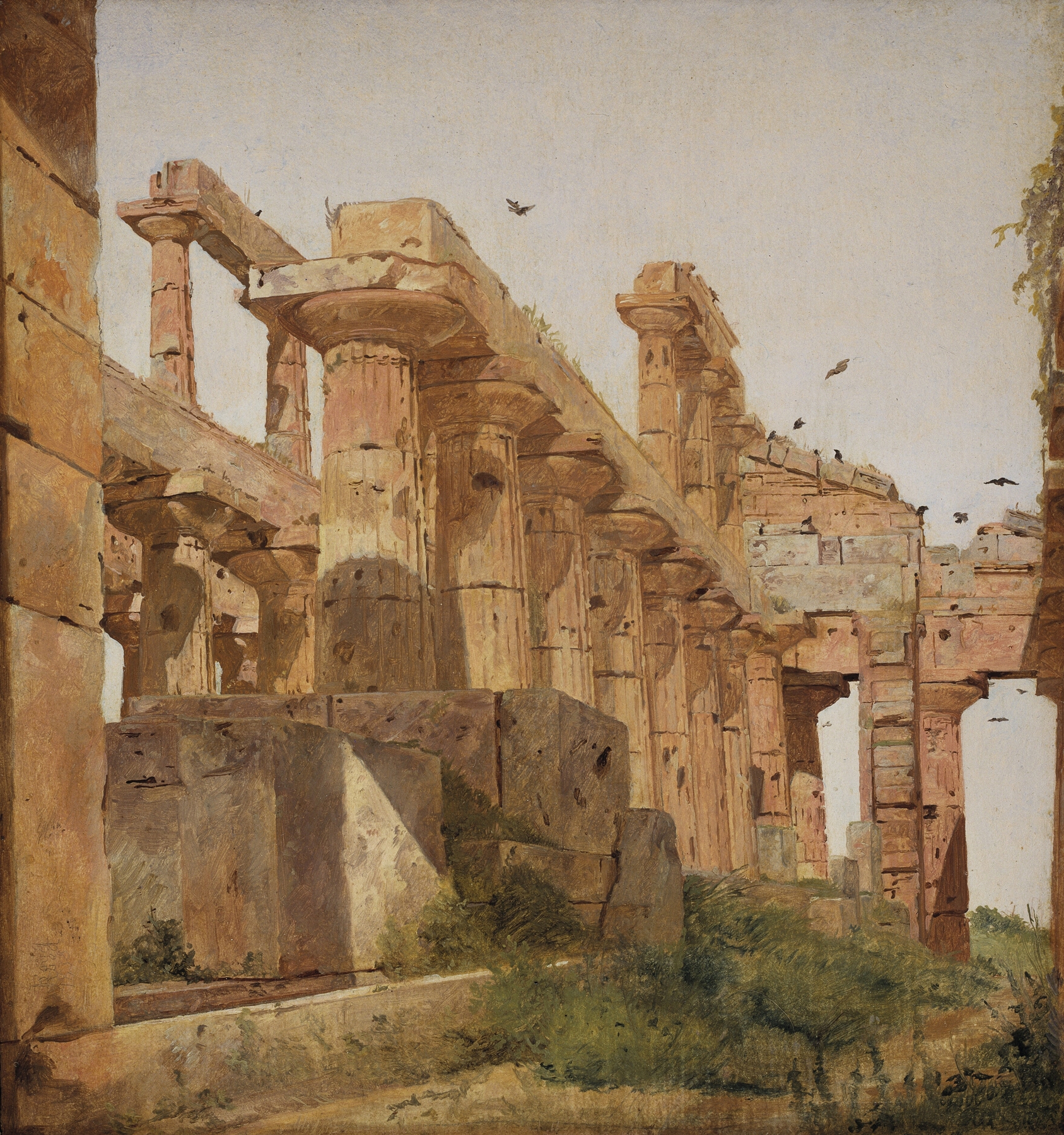 The Temple of Hera at Paestum, Italy, oil on canvas by Jørgen Roed