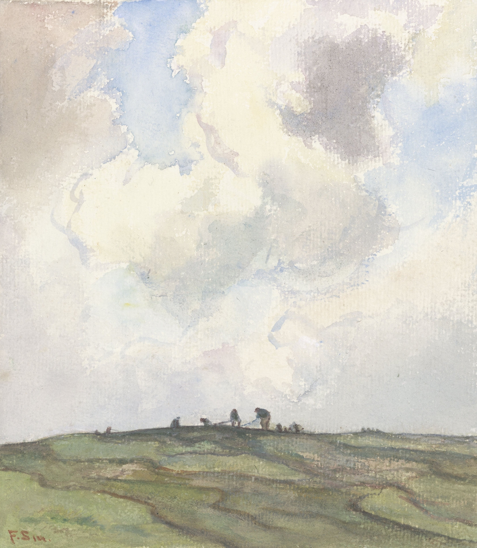 Boeten van netten op een grasveld achter de duinen, by Frans Smissaert, public domain