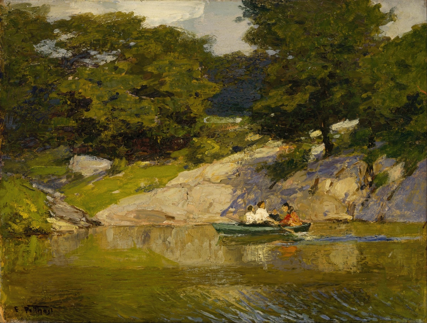 Boating in Central Park, by Edward Henry Potthast, public domain