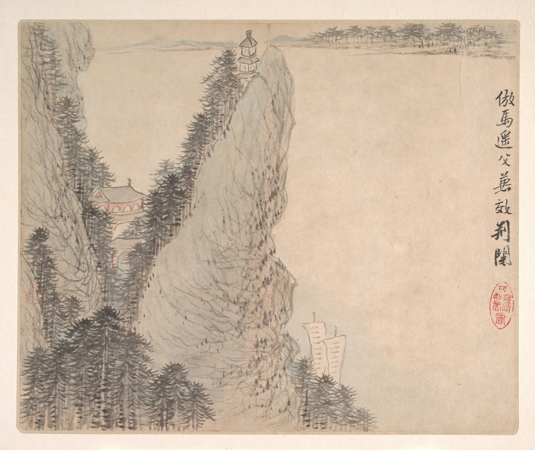 Landscapes after Ancient Masters Pl.03, by Mei Qing, public domain