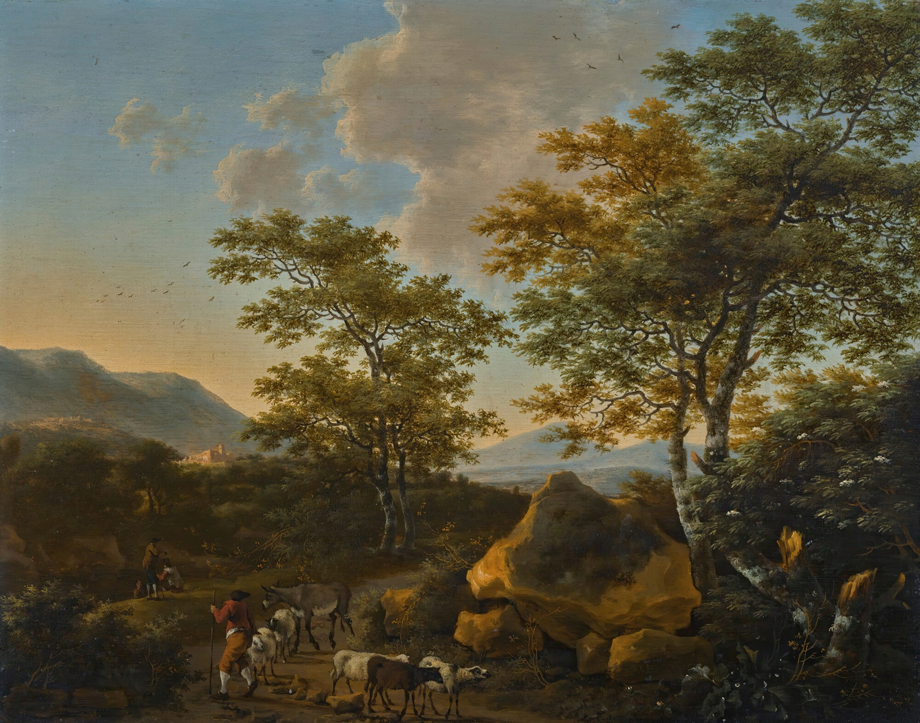 Italianate landscape with shepherds, oil painting by Willem de Heusch