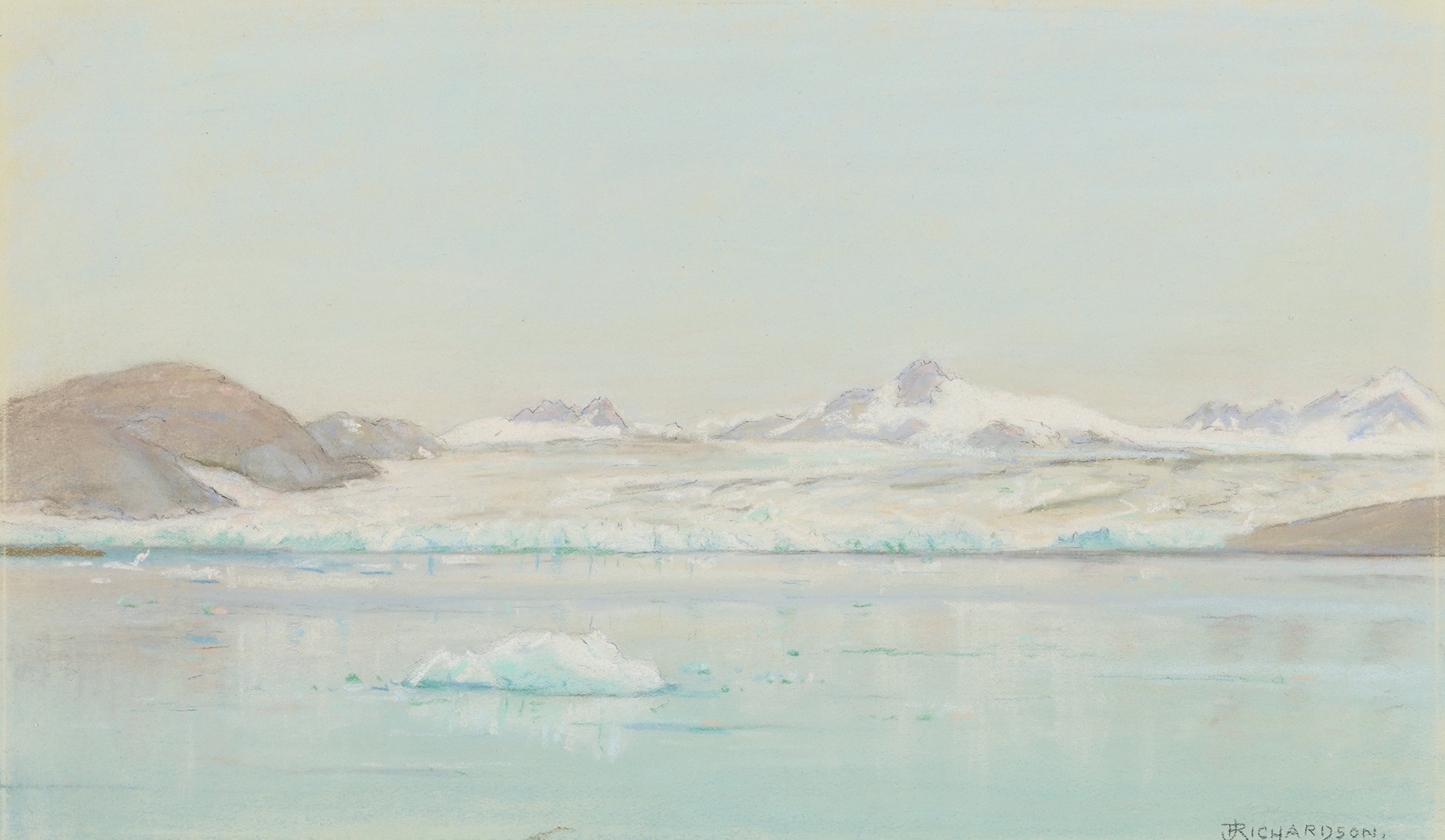 Landscape of a glacier in the morning by Theodore J. Richardson, oil painting