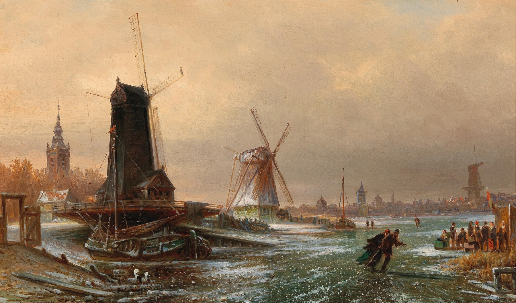 Dutch Sawmill, Water Mill and Flour Mill by Elias Pieter van Bommel, oil painting