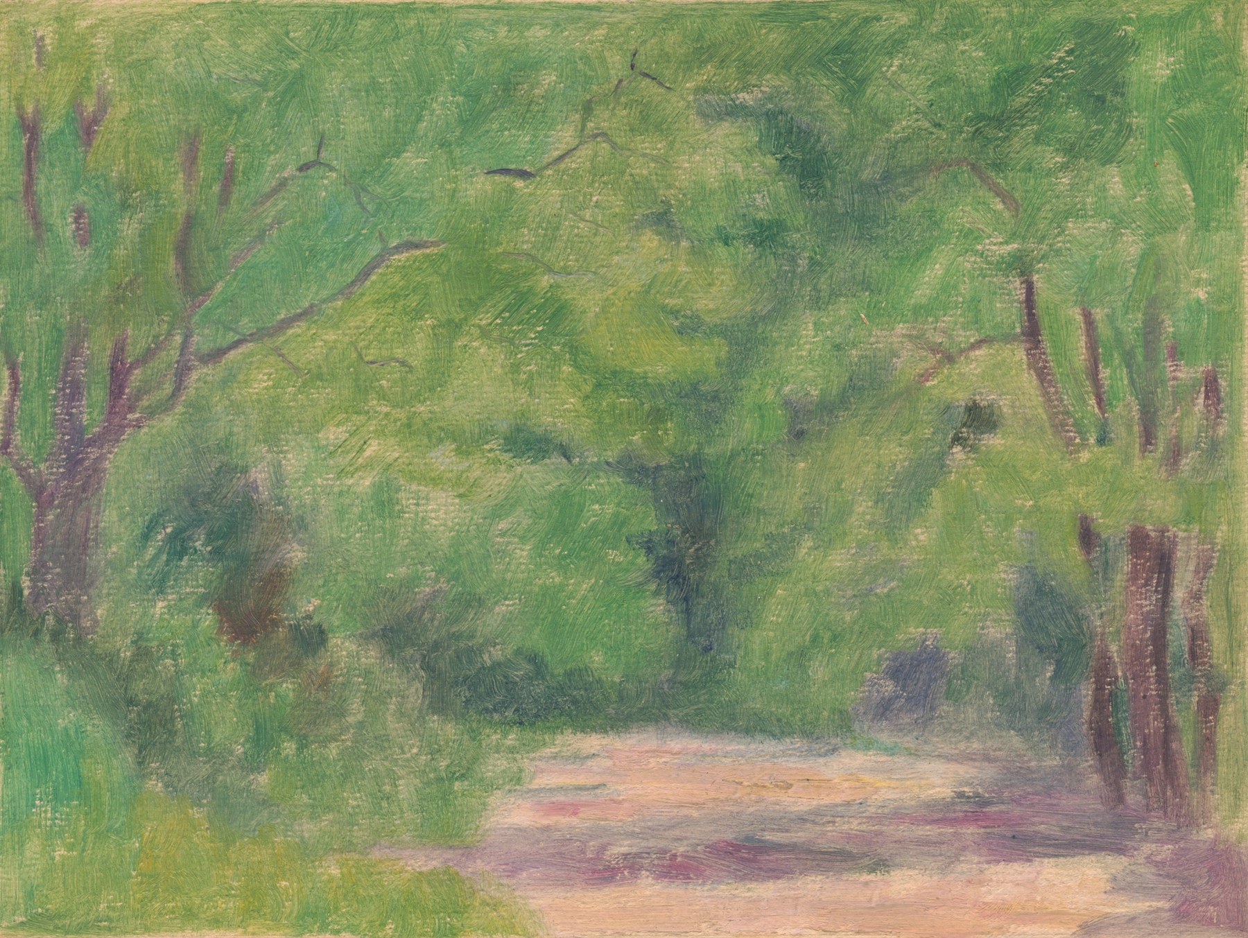 Forest I by Dezider Czölder, Post-Impressionism, depicting a lush forest with sunlight filtering through trees.