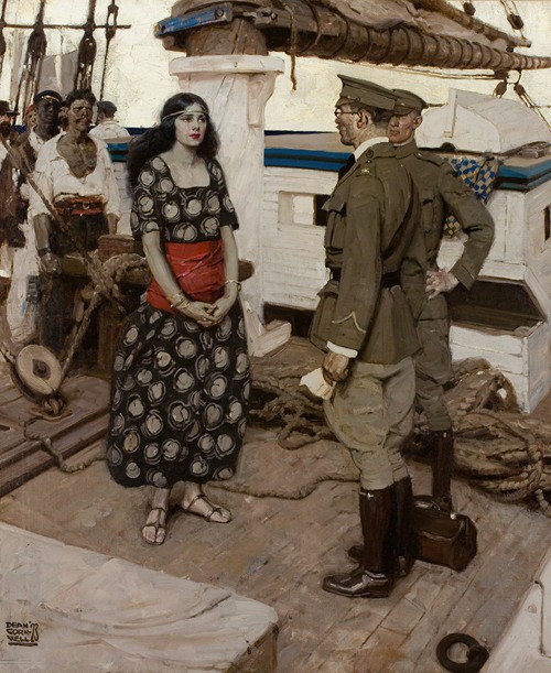 Dean Cornwell's 'Never the Twain Shall Meet' captures a moment of historical significance.