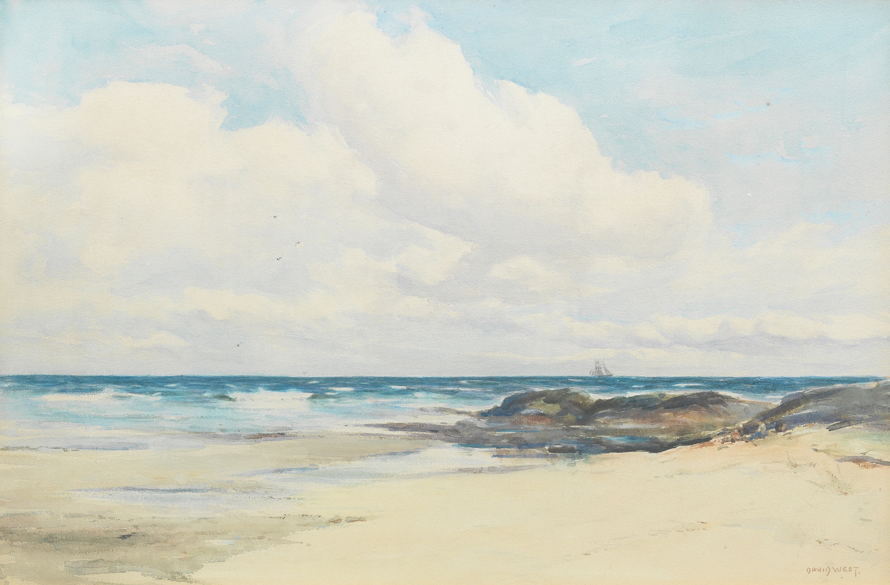 Marine scene of Moray Firth at Lossiemouth by David West, unknown medium