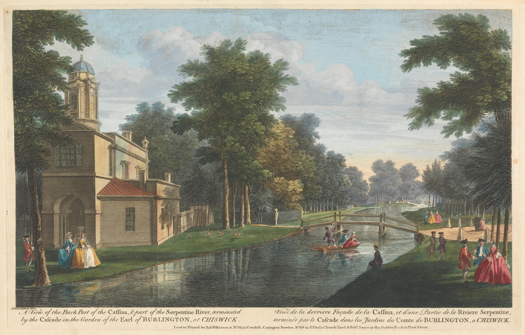 Landscape with garden and river, oil painting by John Donowell