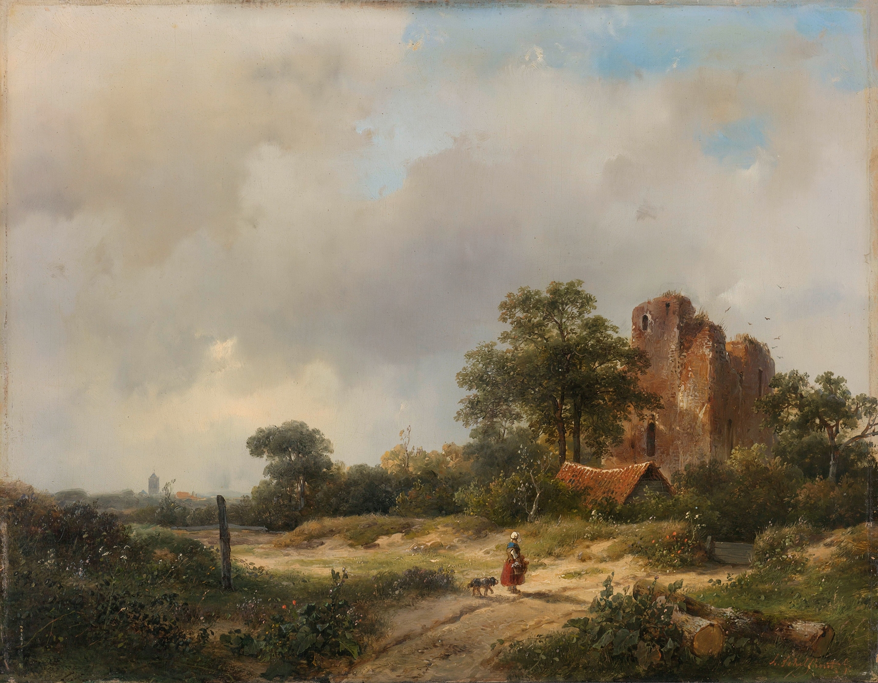 Landscape with the Ruins of Brederode Castle in Santpoort, by Andreas Schelfhout, public domain