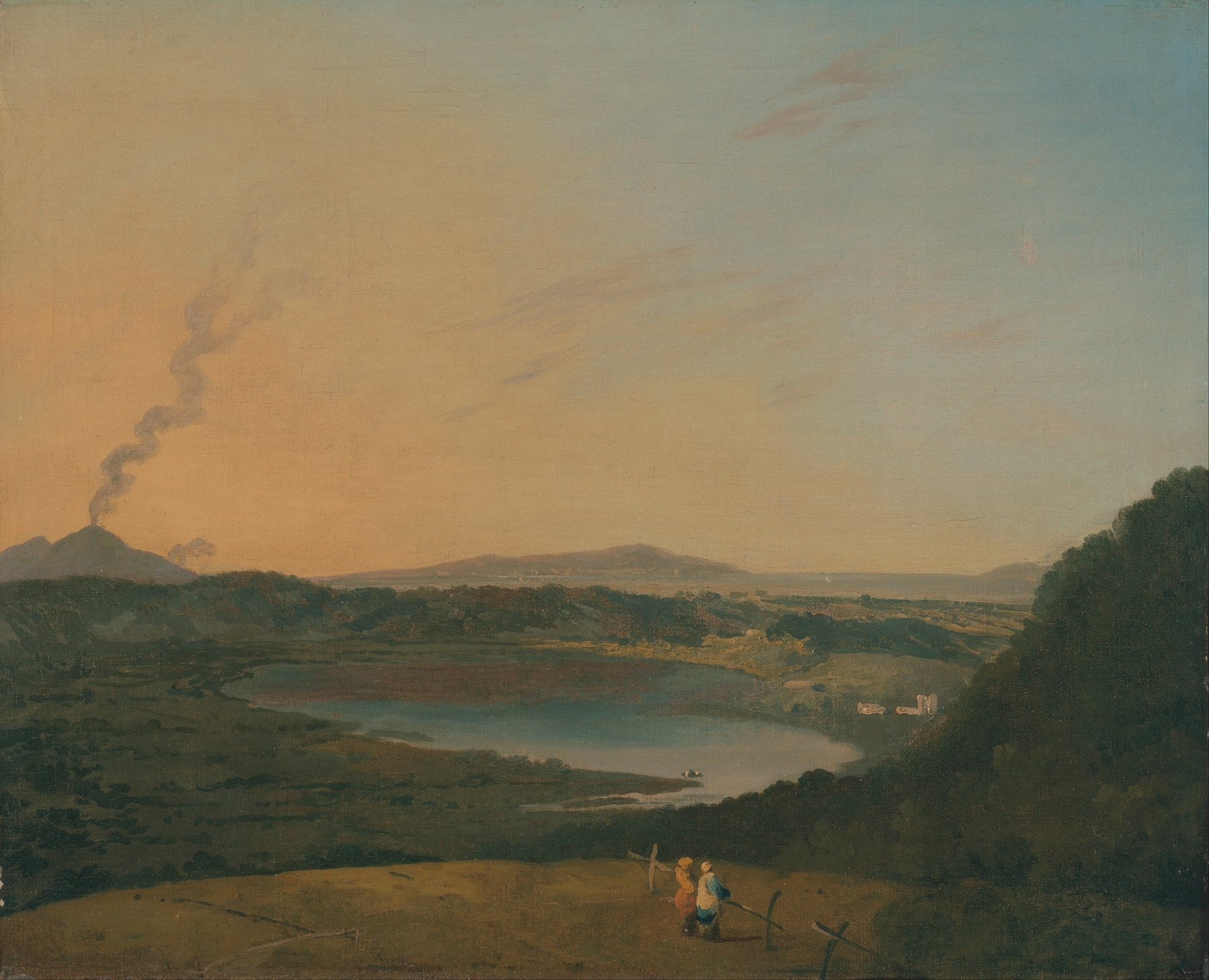 Lago d’Agnano landscape with Vesuvius, oil on canvas by Richard Wilson